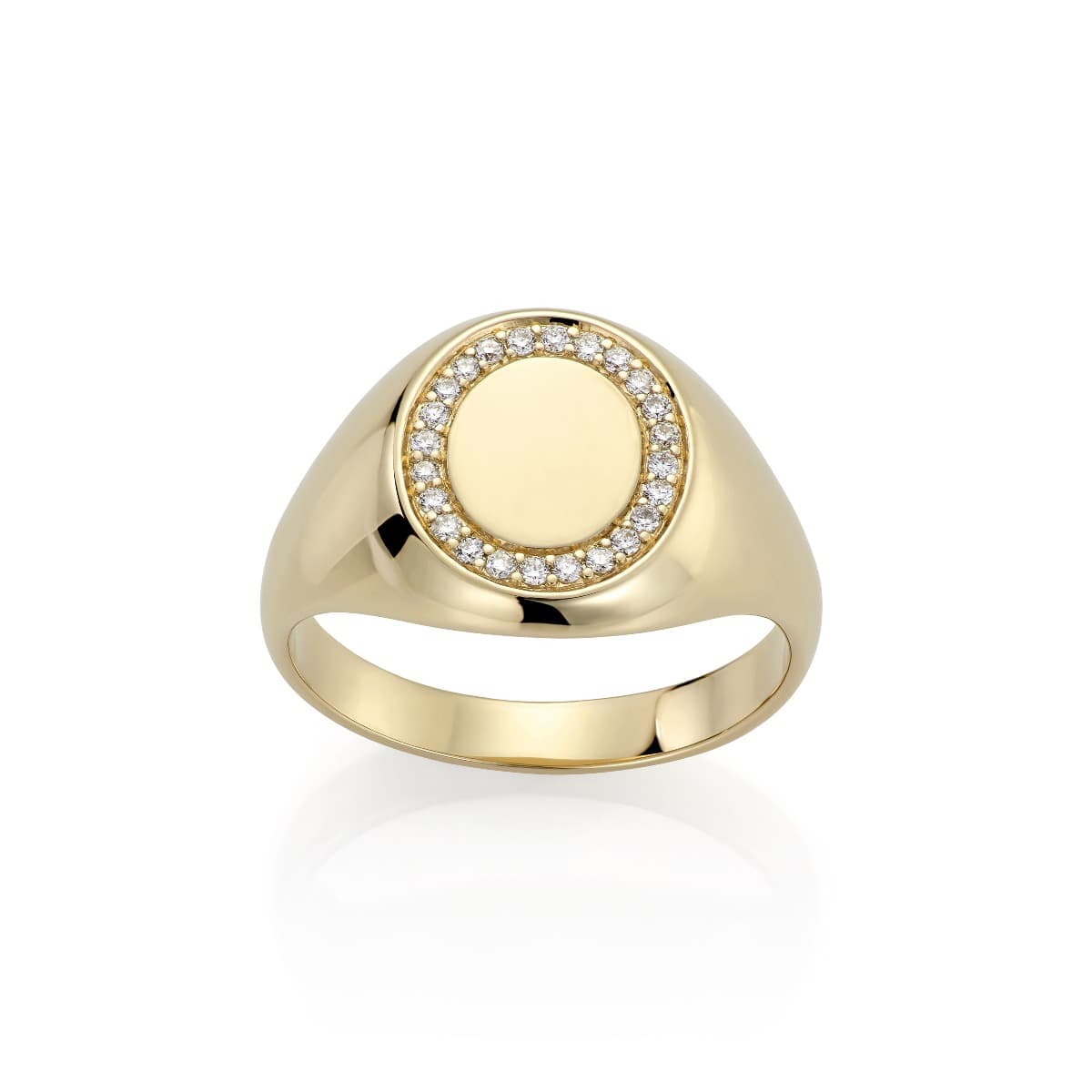 Ring, Signet oval med diamanter 0,10 ct