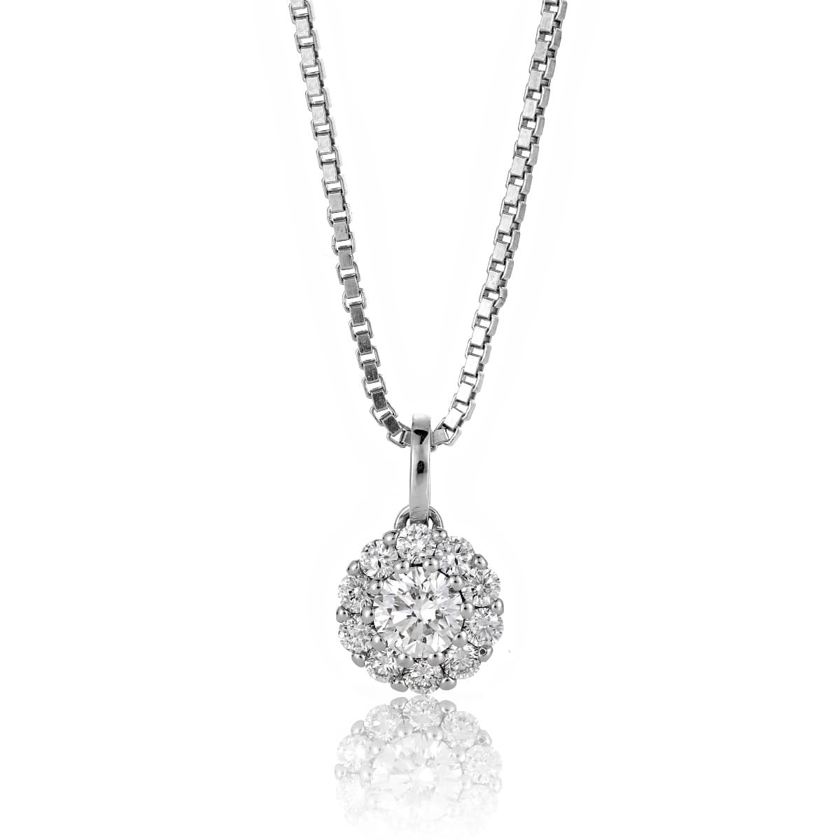 Anheng, Rosett med diamanter 0,50 ct hvitt gull