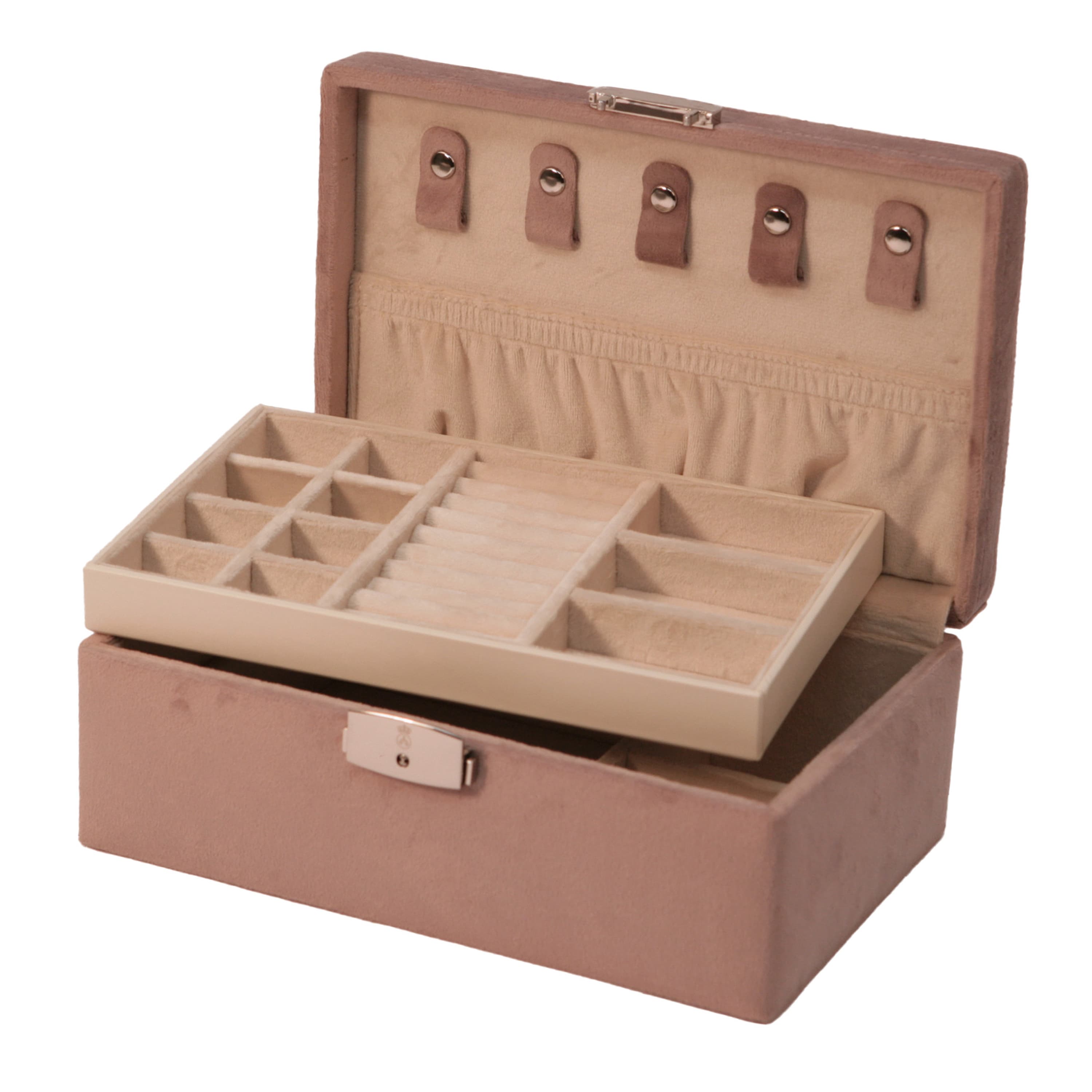 Smykkeskrin, Rosa/beige velur