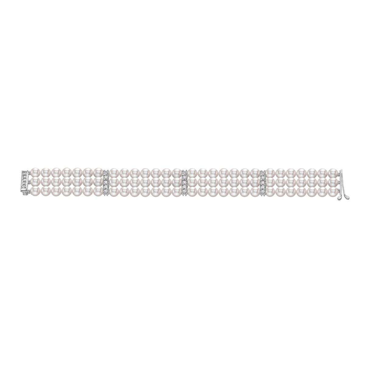Armbånd, Akoyaperler 6-6,5 mm og diamanter 1,82 ct