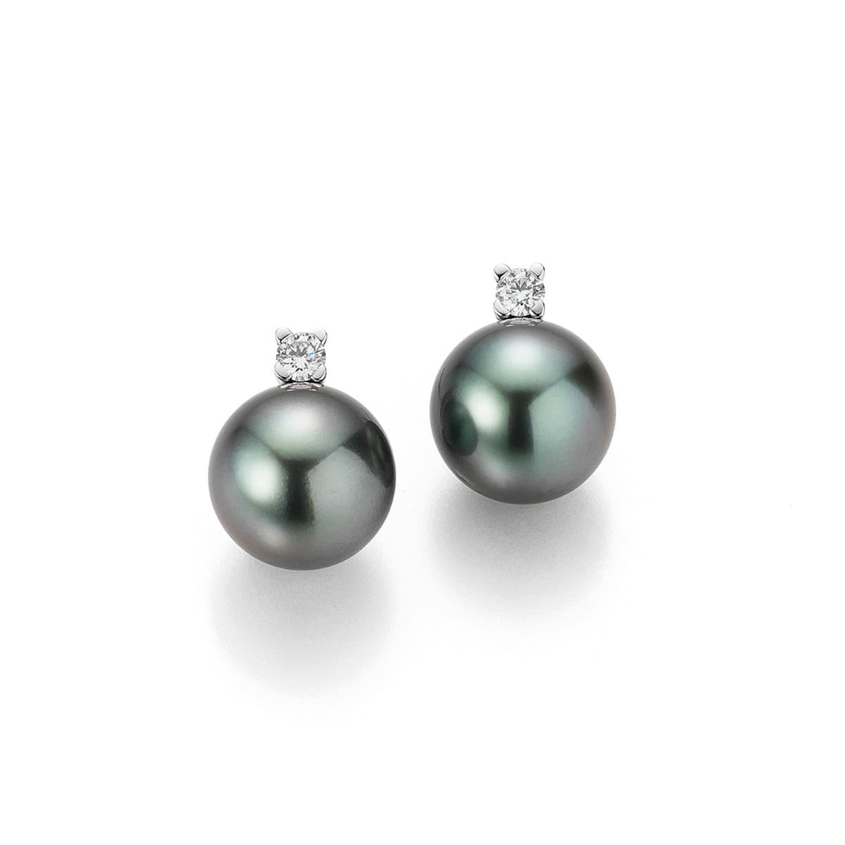 Øredobber, Tahitiperler 11-12 mm og diamanter 0,18 ct