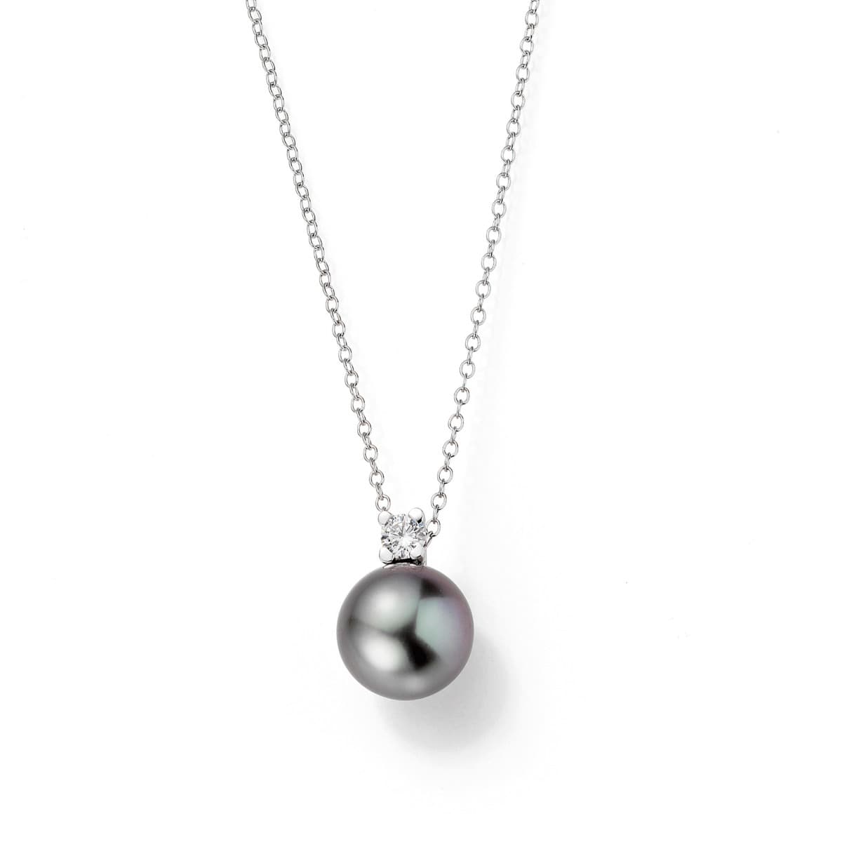 Kjede, Tahitiperle 11-12 mm og diamant 0,18 ct