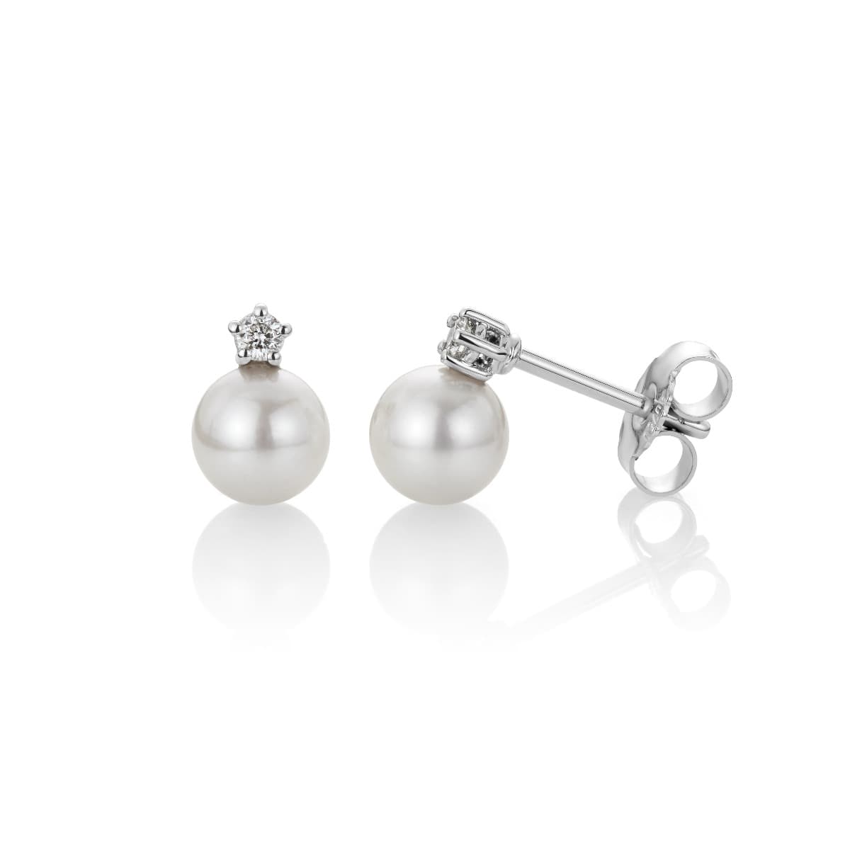 Ørepynt, Akoyaperler 6-6,5 mm og diamanter 0,08 ct