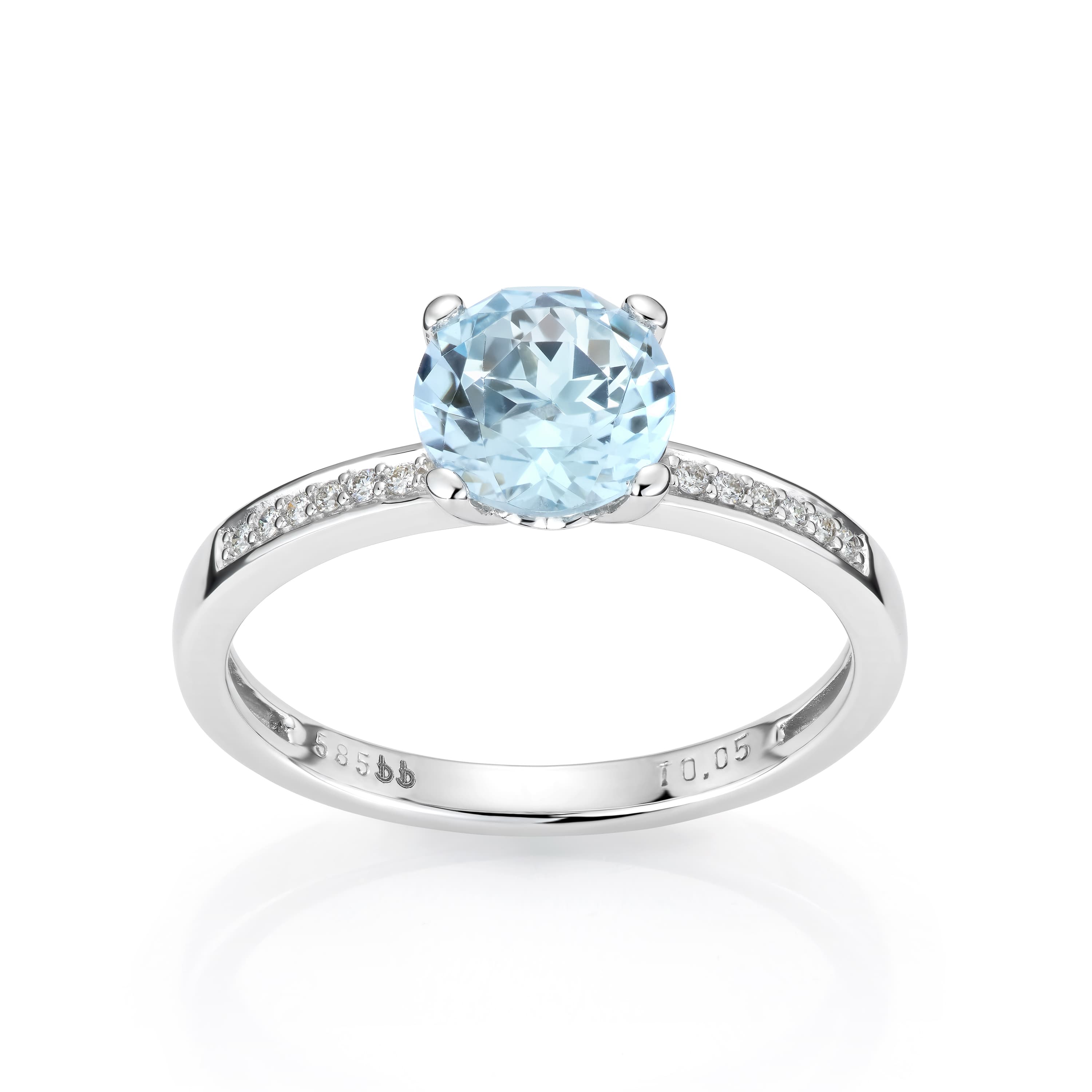 Ring, Sky Blue Topas og diamanter 0,05 ct