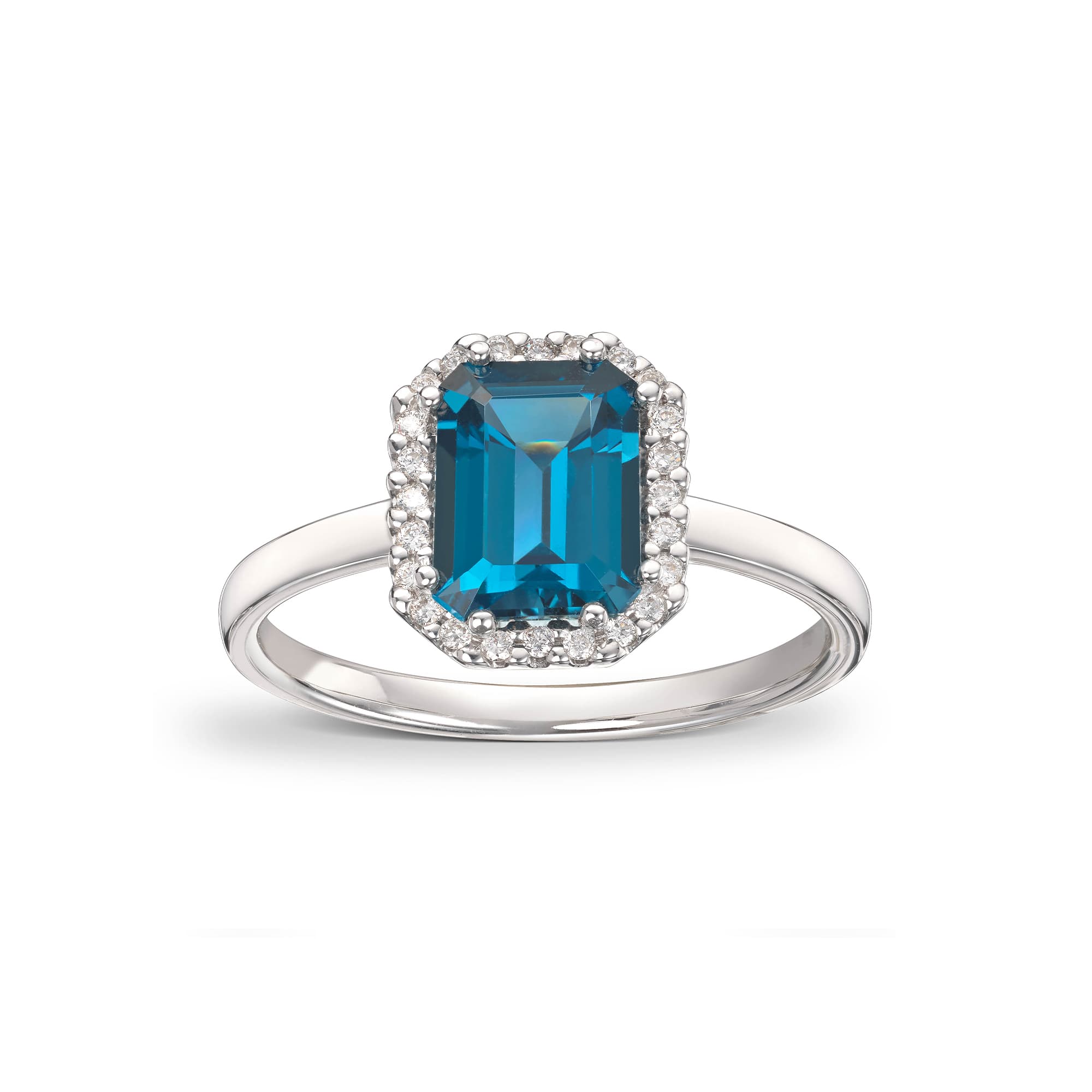 Ring, London Blue Topas og diamanter 0,10 ct