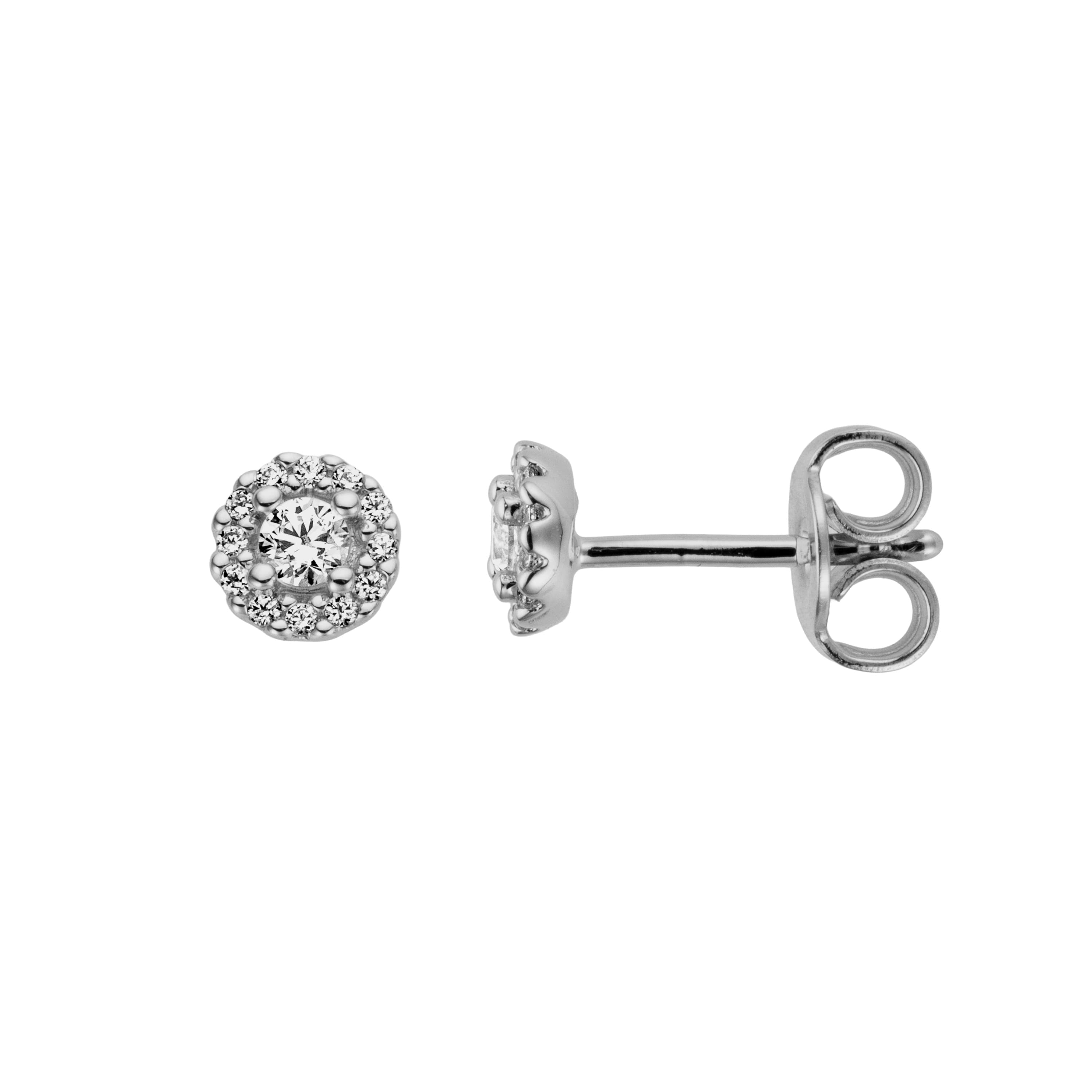 Ørepynt, Rund rosett med diamanter 0,24 ct