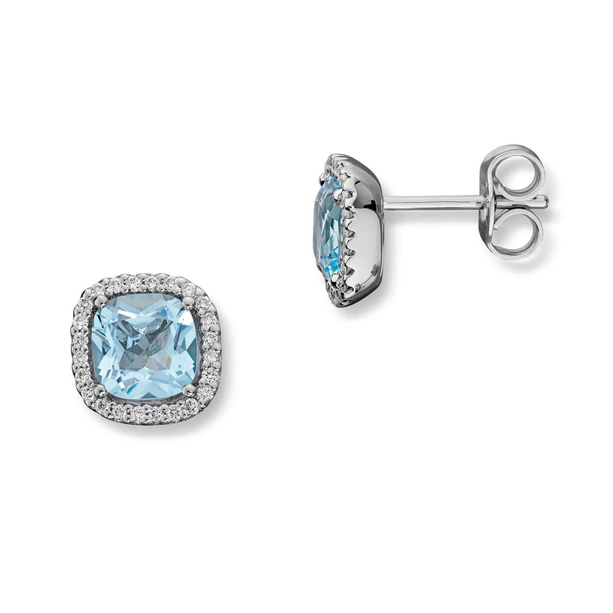 Øredobber, Sky Blue Topas og diamanter 0,18 ct