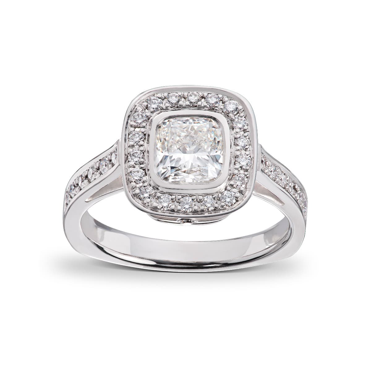 Ring, Rosett cushion 1,37 ct