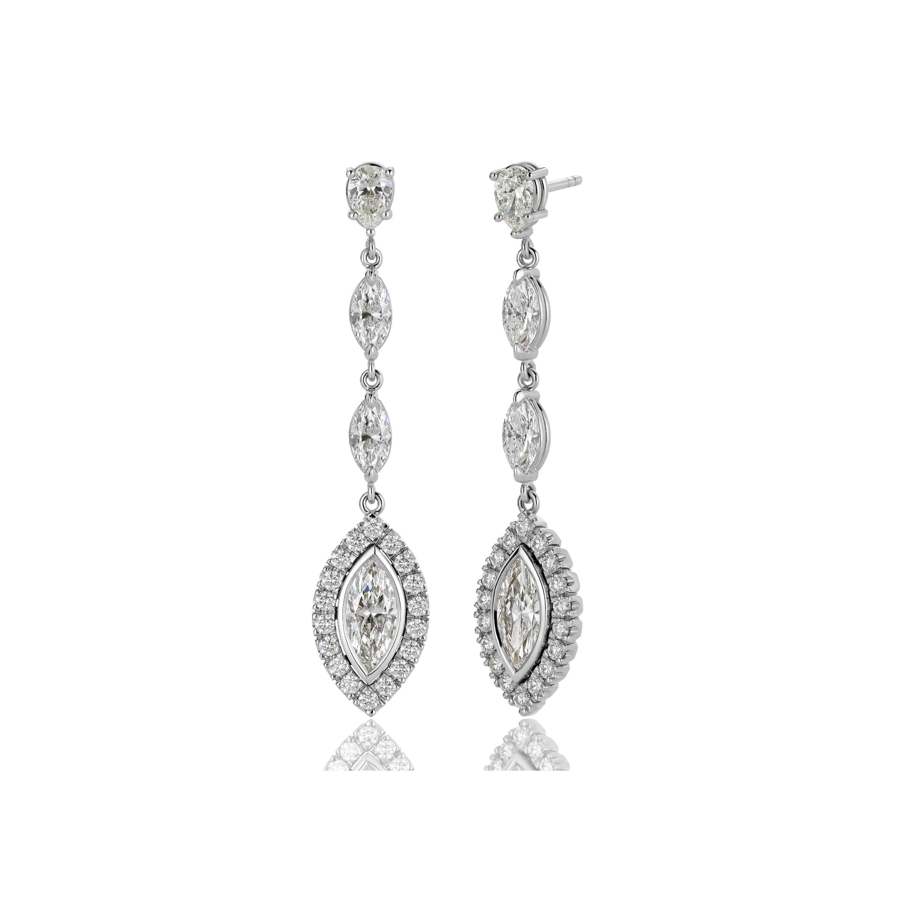 Øredobber, Diamanter marquiseslipt 3,24 ct