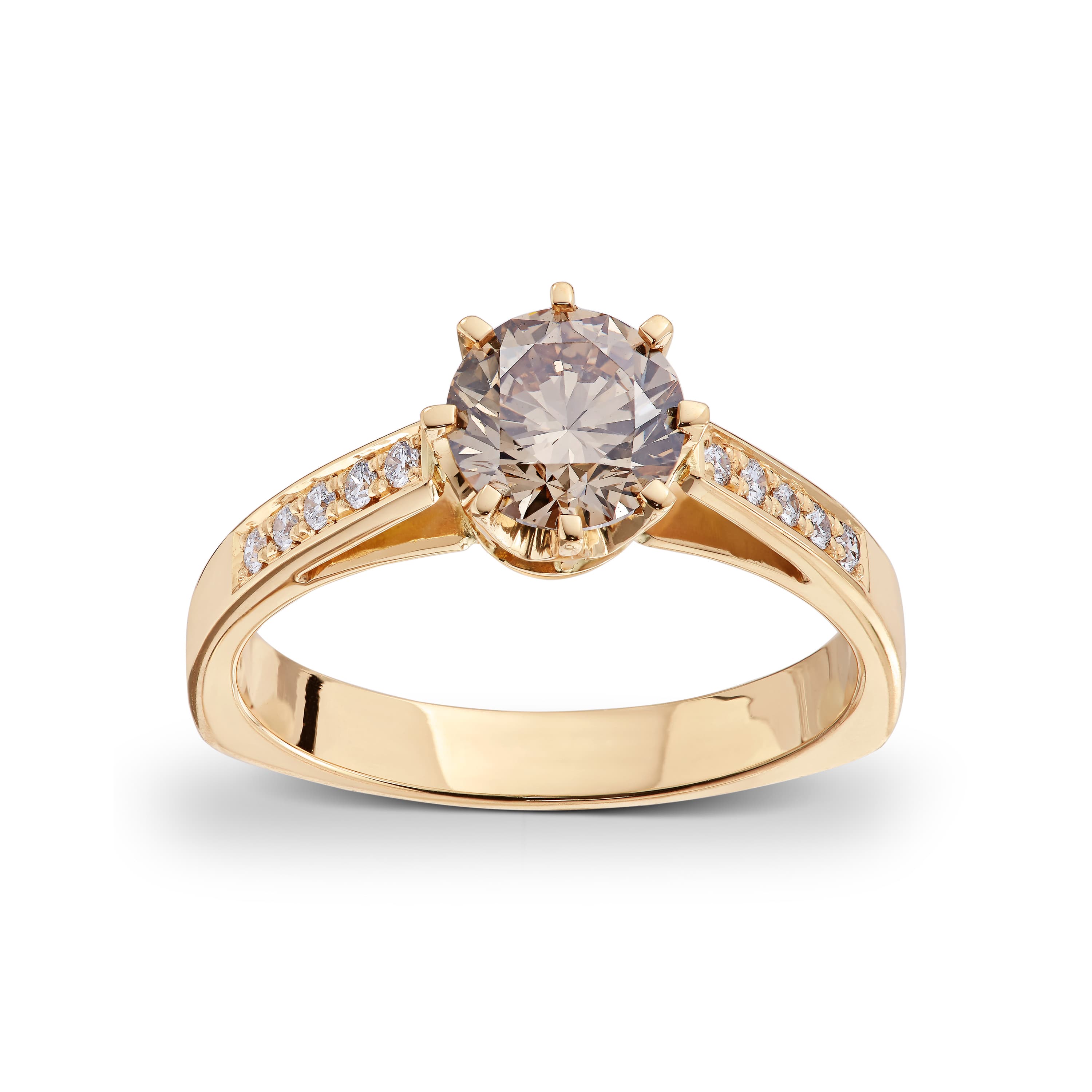 Ring, Champagnefarget diamant 1,06 ct