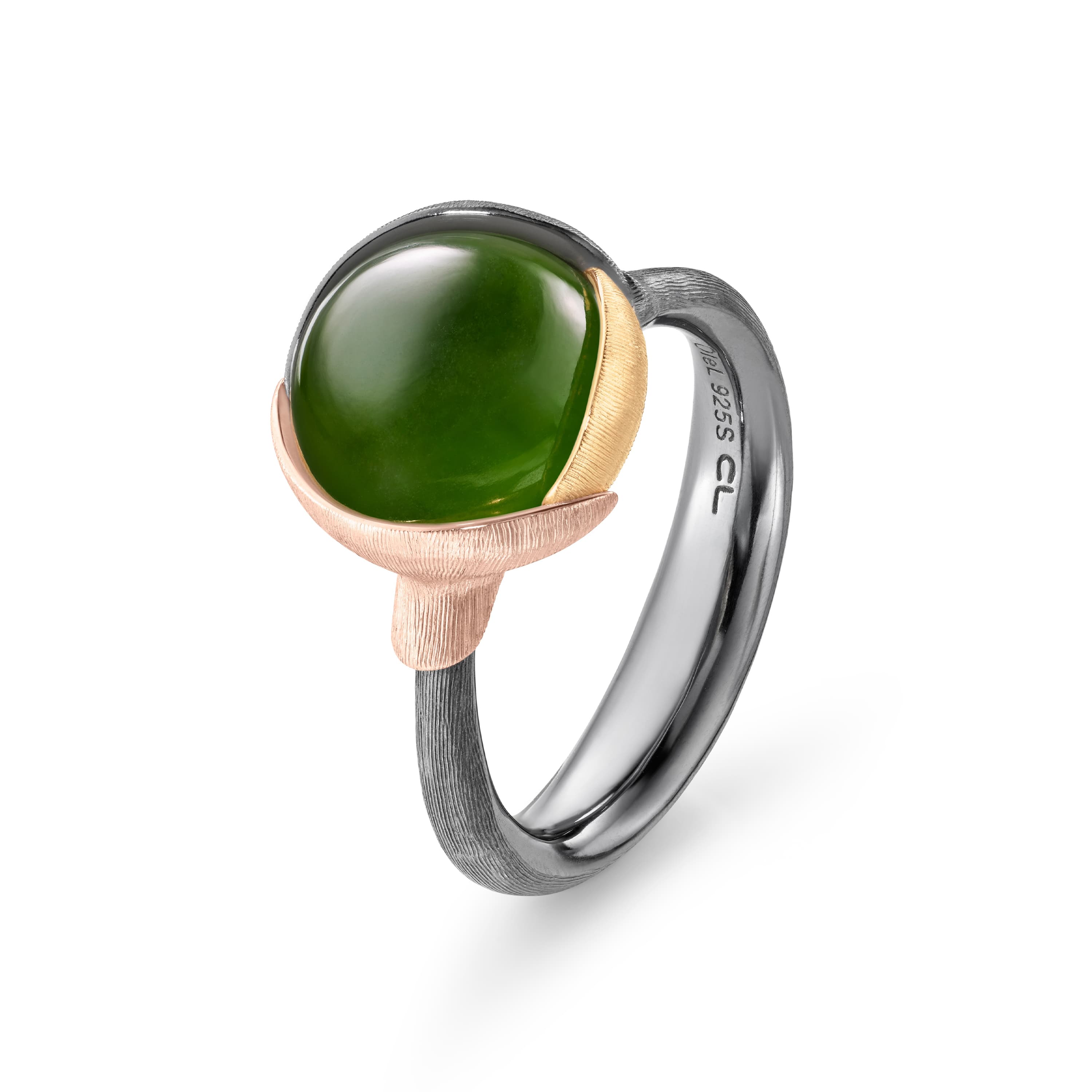 Ring, Lotus Str. 2 oksidert sølv