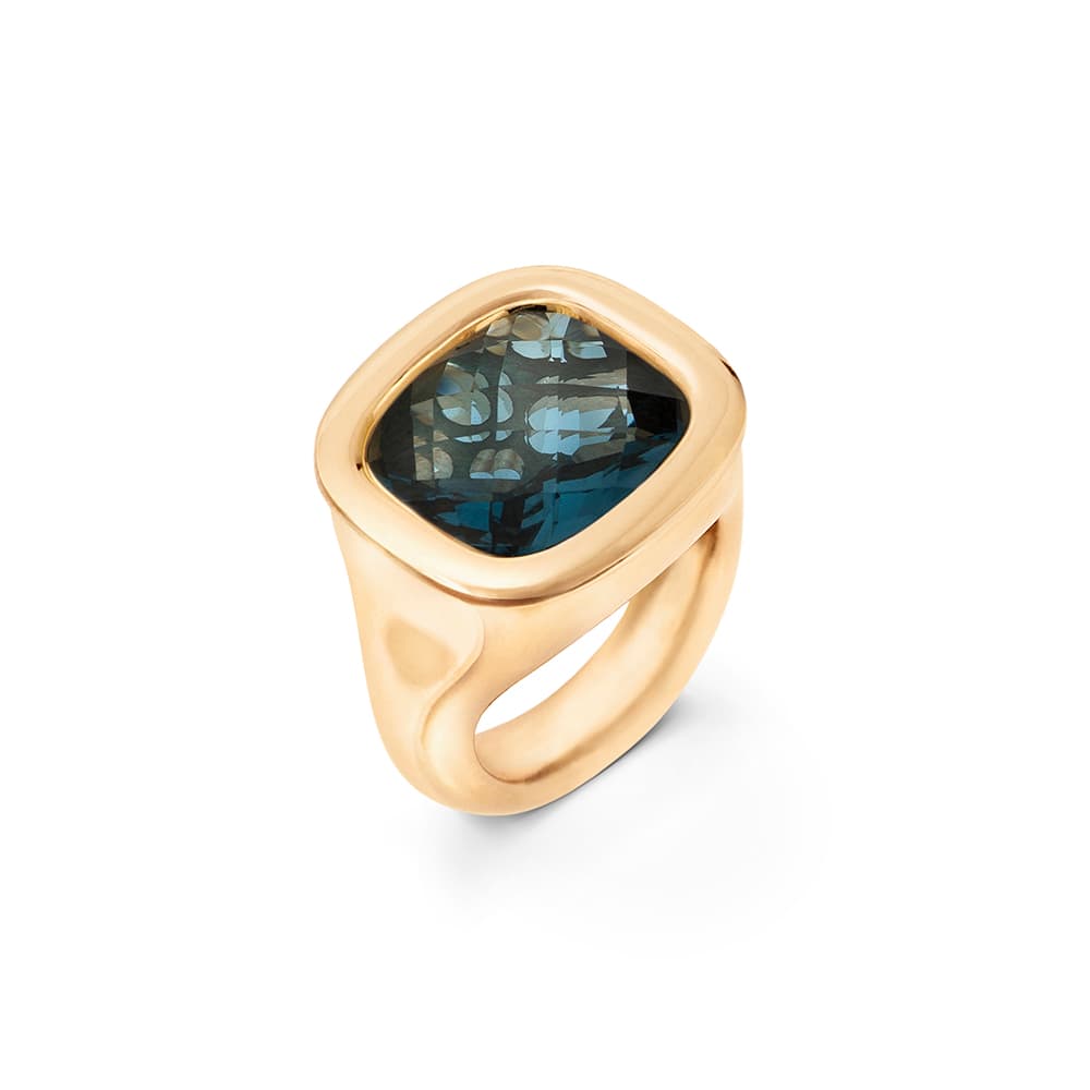 Ring, Cushionslipt London Blue Topas