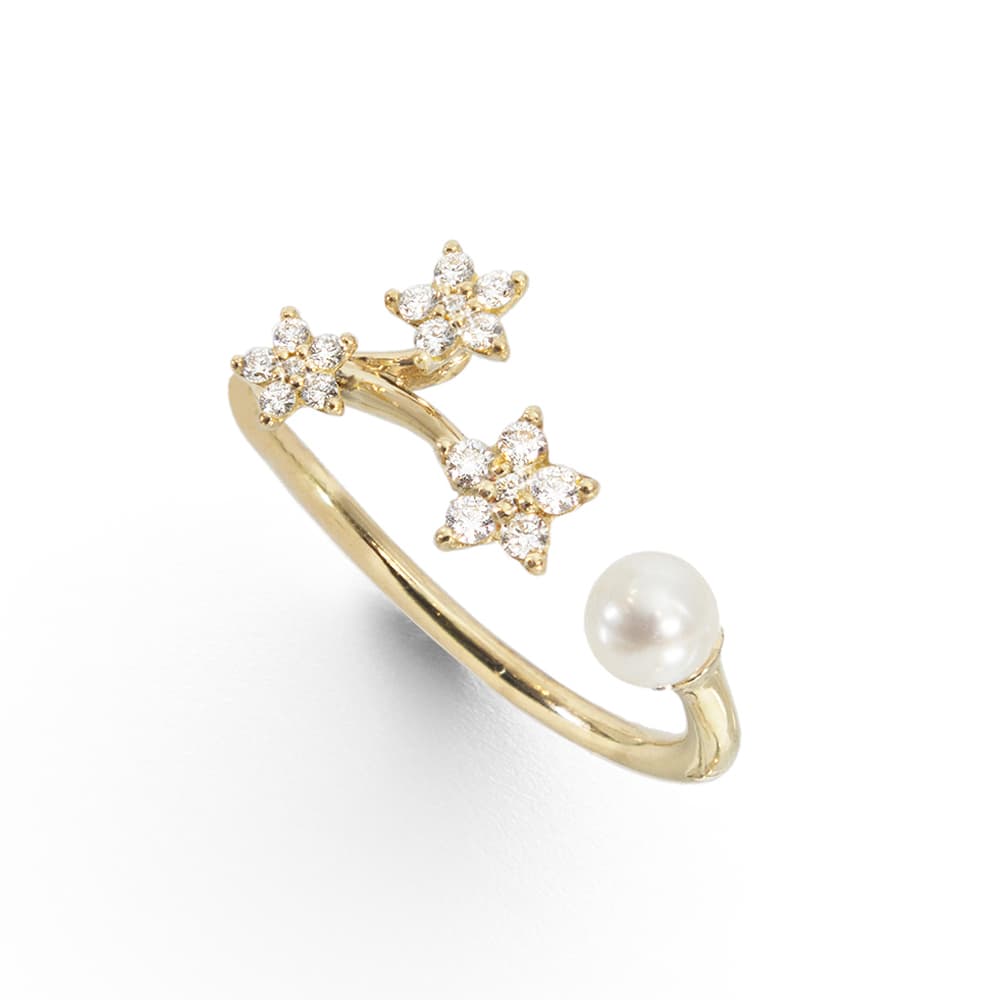Ring, Shooting Stars - 3 stjerner og perle