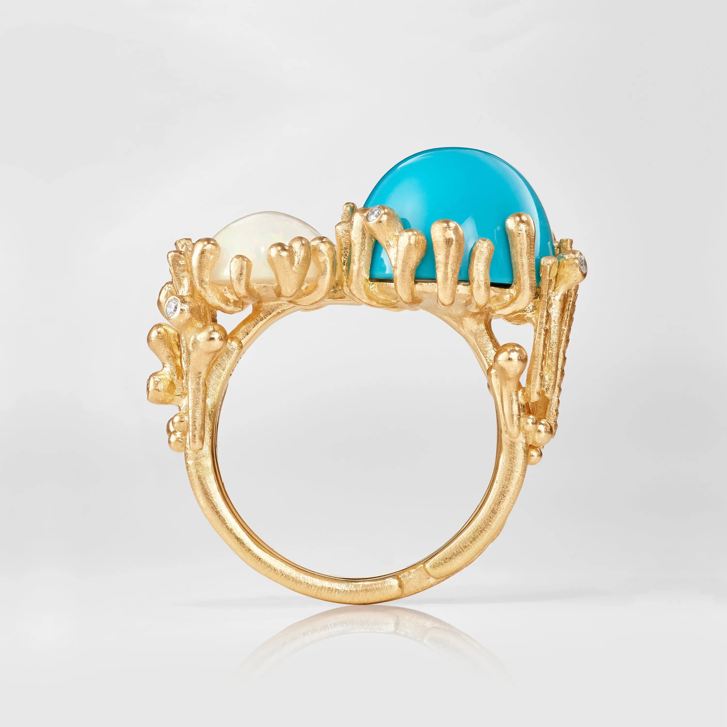 Ring, BoHo Double Opal og fargesten