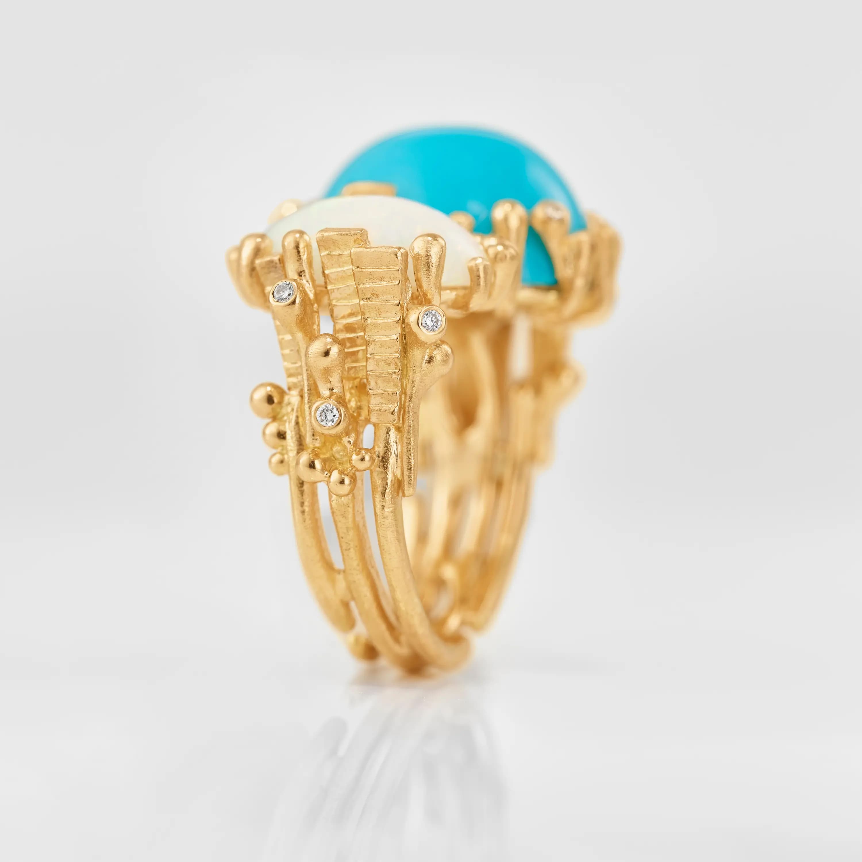 Ring, BoHo Double Opal og fargesten