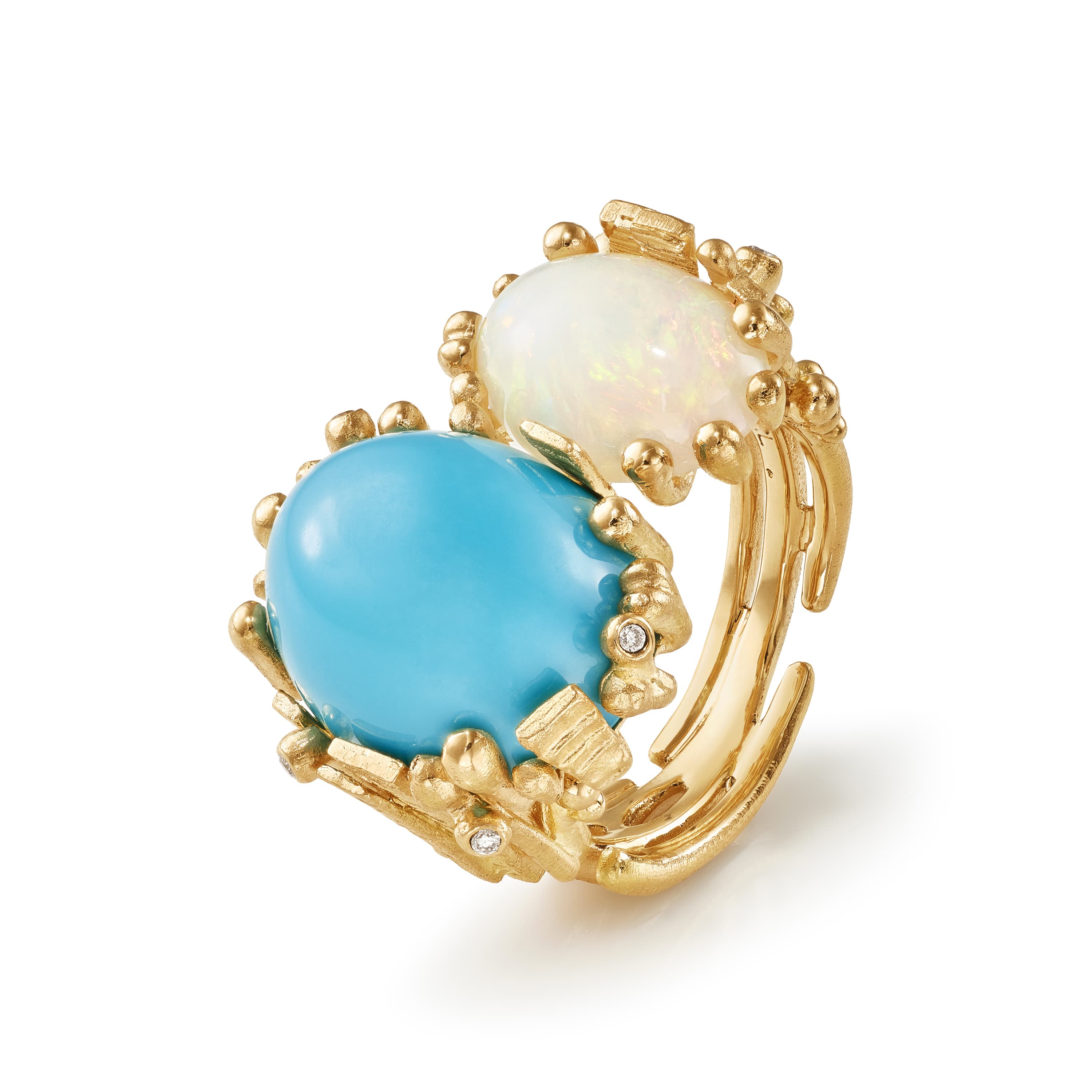Ring, BoHo Double Opal og fargesten