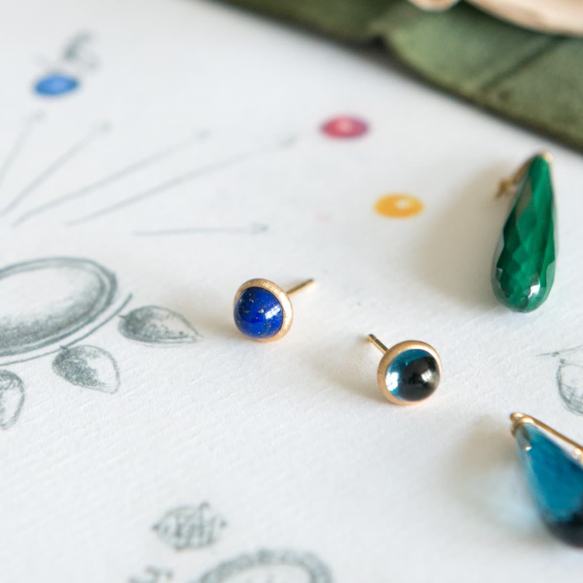 Øredobber, Lotus studs gult gull