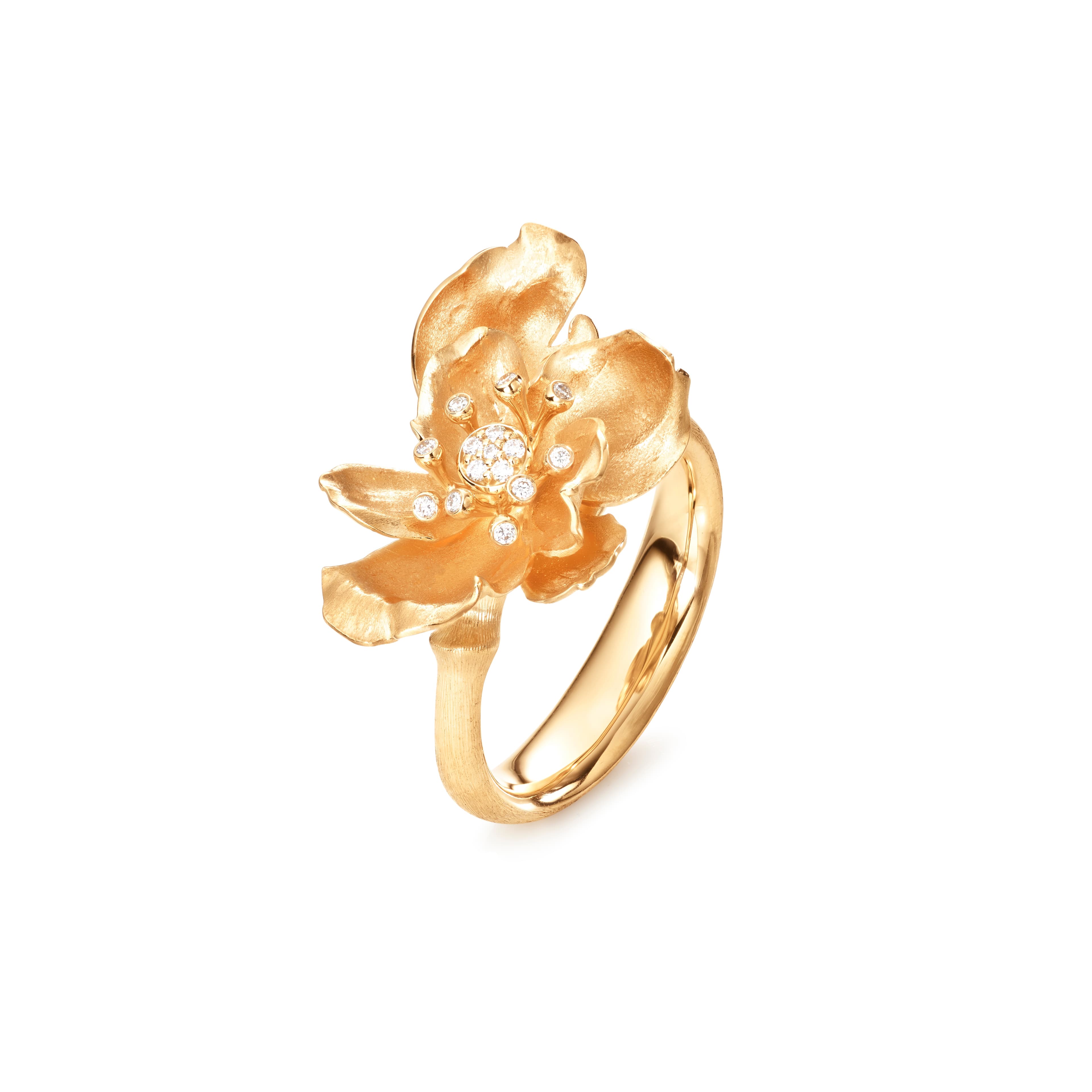 Ring, Wild Rose med diamanter liten