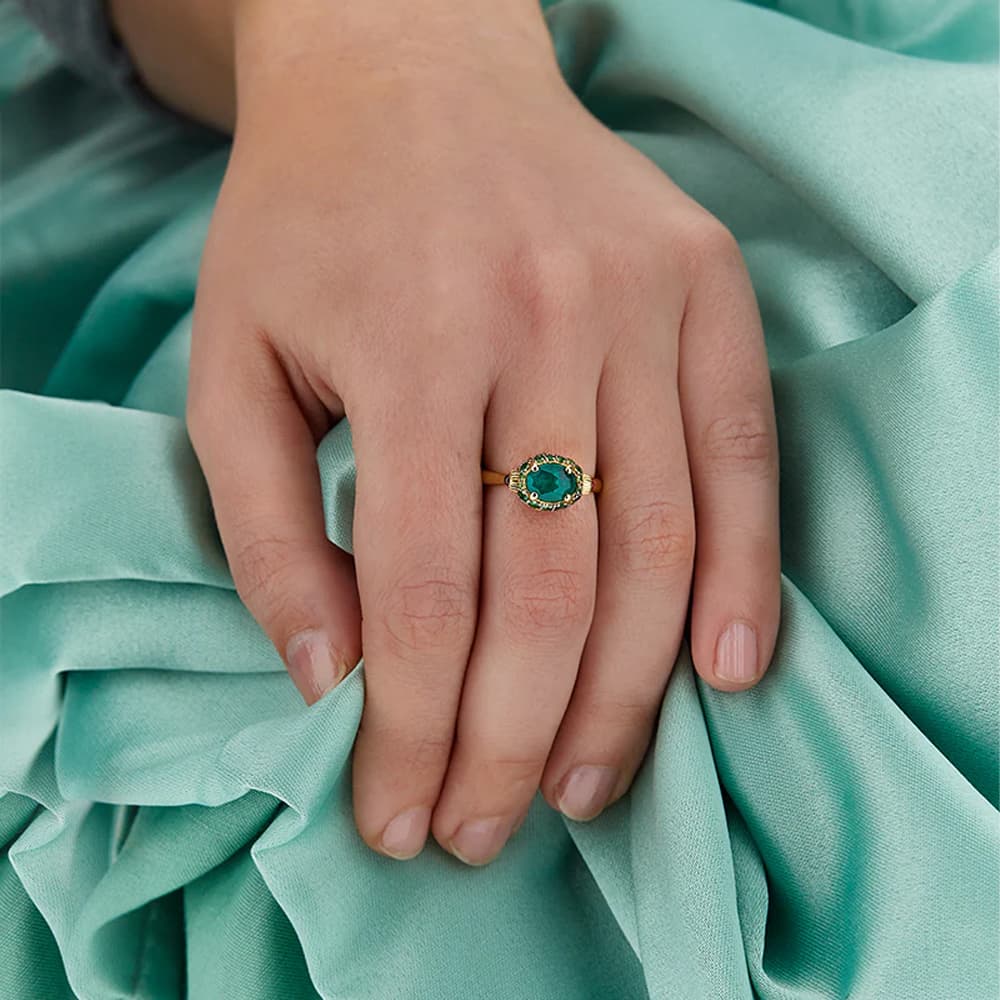 Ring, Dancing In The Rain Reverse - Ametyst, Safir og Tsavoritt
