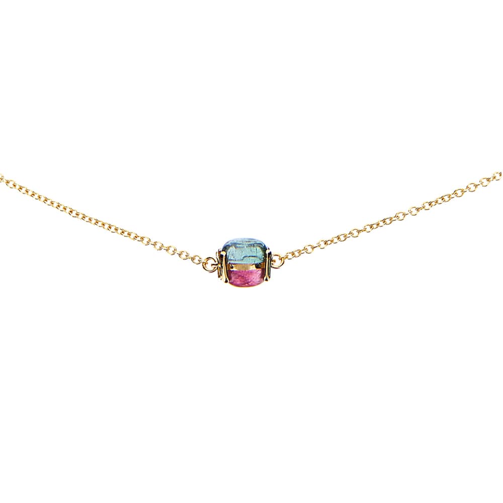 Kjede, Dancing In The Rain Tourmalines - Grønn og rosa Turmalin