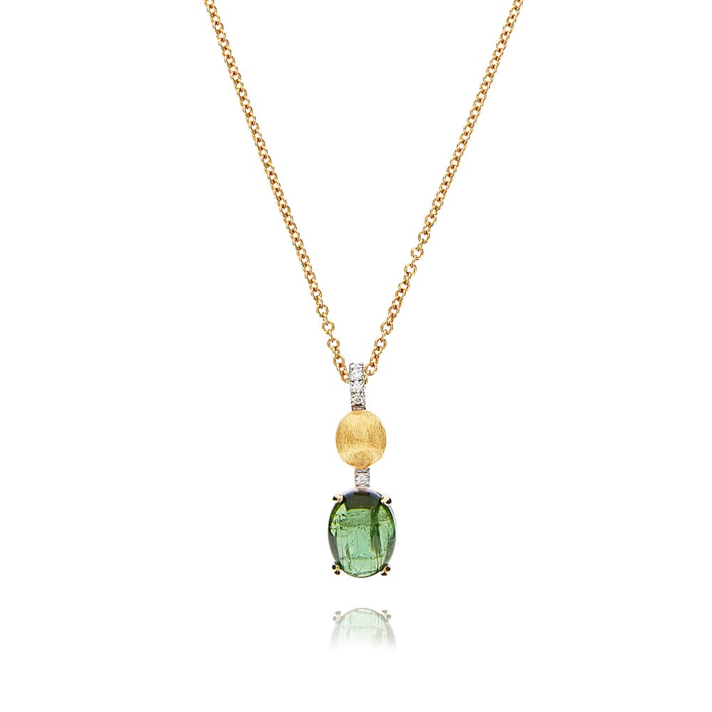 Kjede, Dancing In The Rain Tourmalines - Grønn Turmalin og diamanter