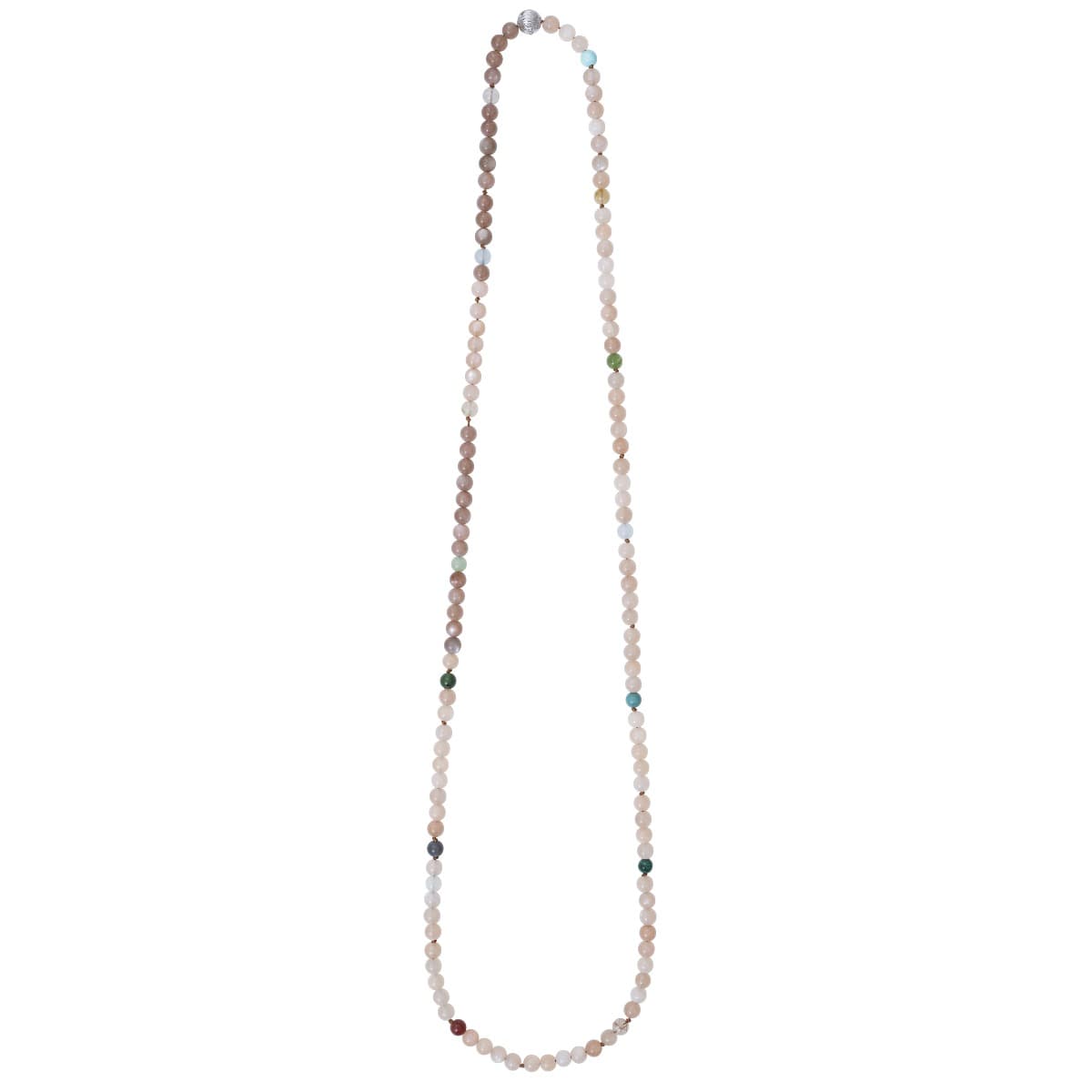Kjede, Bead Collier - Blush Månesten, Serpentin, Akvamarin, Turkis, Malakitt