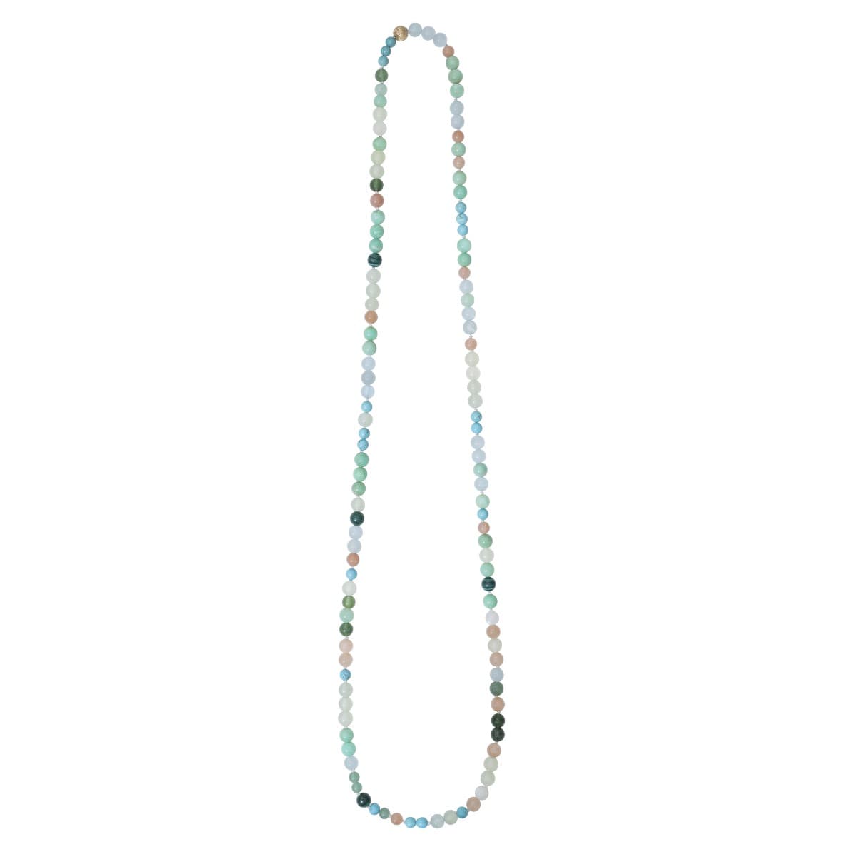 Kjede, Bead Collier - Turkis, Rutilkvarts, Serpentin, Malakitt, Akvamarin