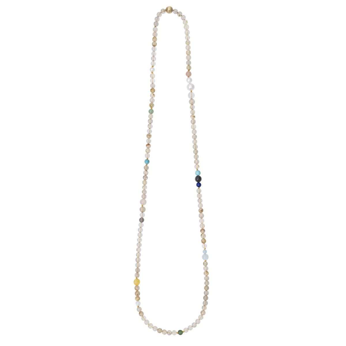 Kjede, Bead Collier - Lapis, Rutilkvarts, Blush Månesten, Amber, Akvamarin