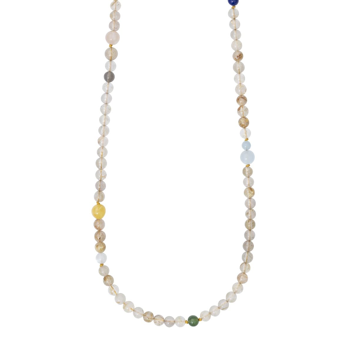 Kjede, Bead Collier - Lapis, Rutilkvarts, Blush Månesten, Amber, Akvamarin