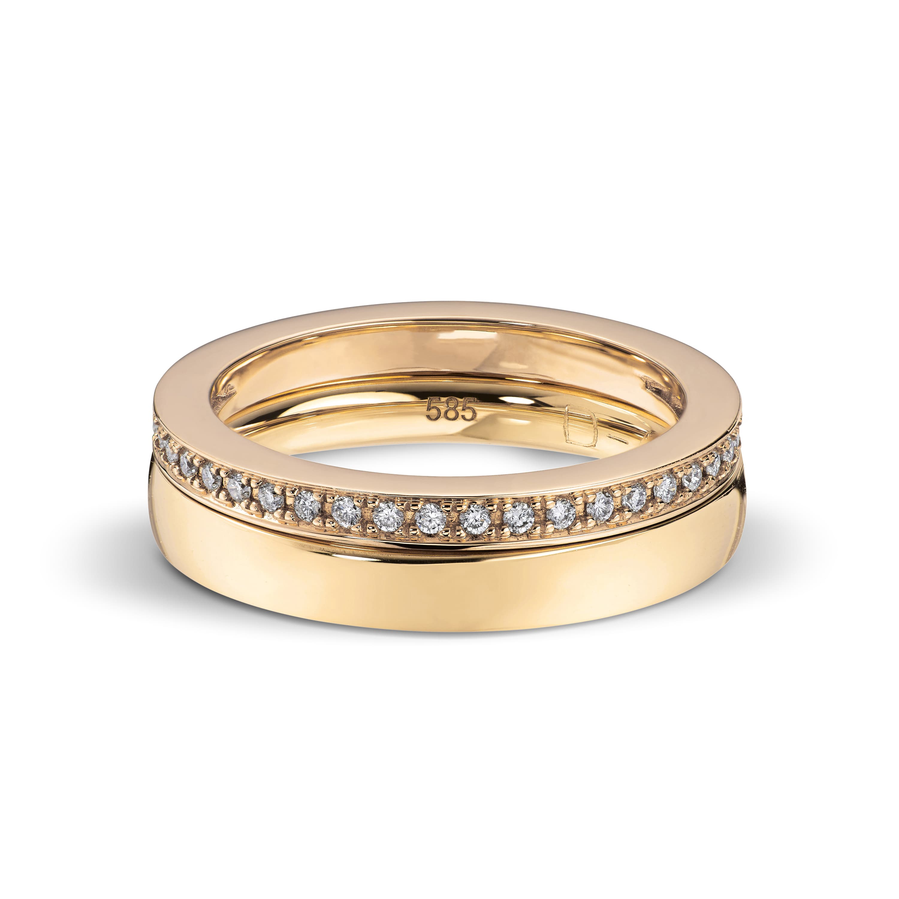 Sidering, Kant og diamanter halvpavé 0,20 ct gult gull