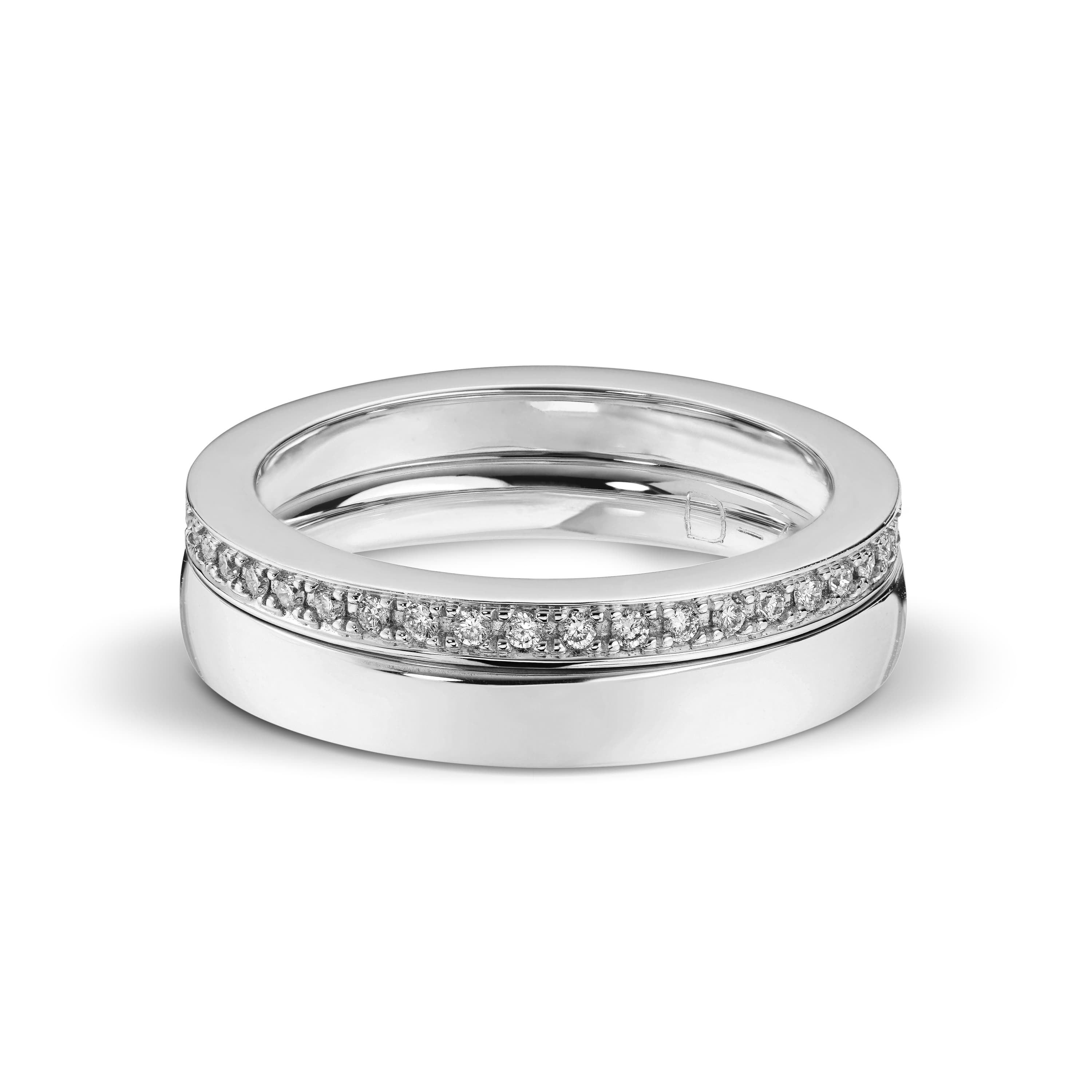Sidering, Kant og diamanter halvpavé 0,20 ct hvitt gull