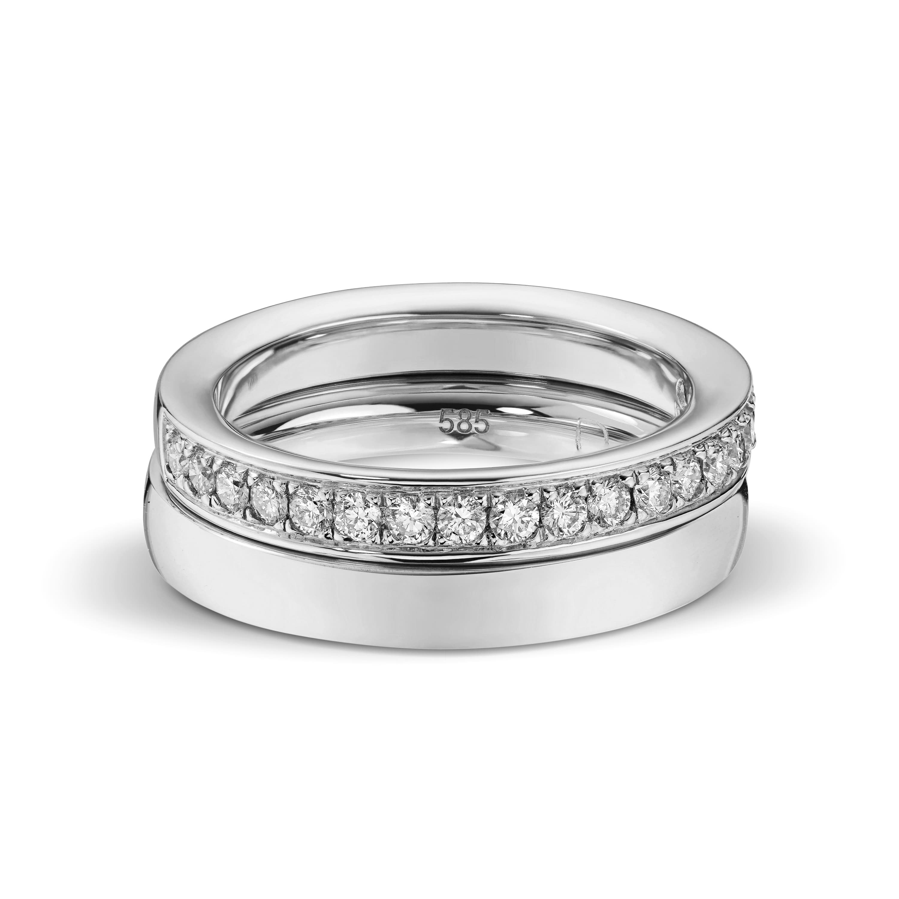 Sidering, Kant og diamanter halvpavé 0,48 ct hvitt gull
