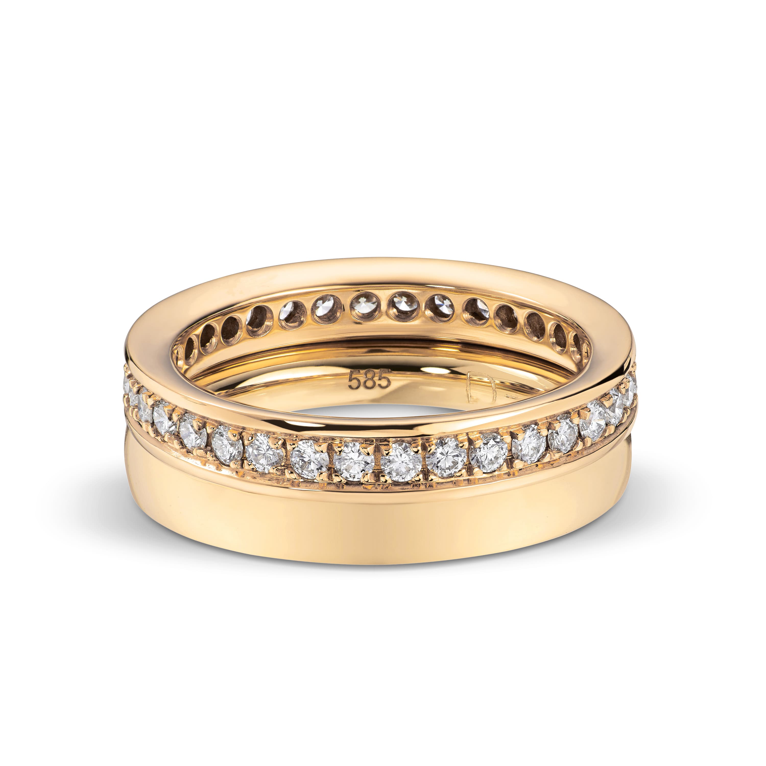 Sidering, Kant og diamanter fullpavé 0,87-1,17 ct gult gull