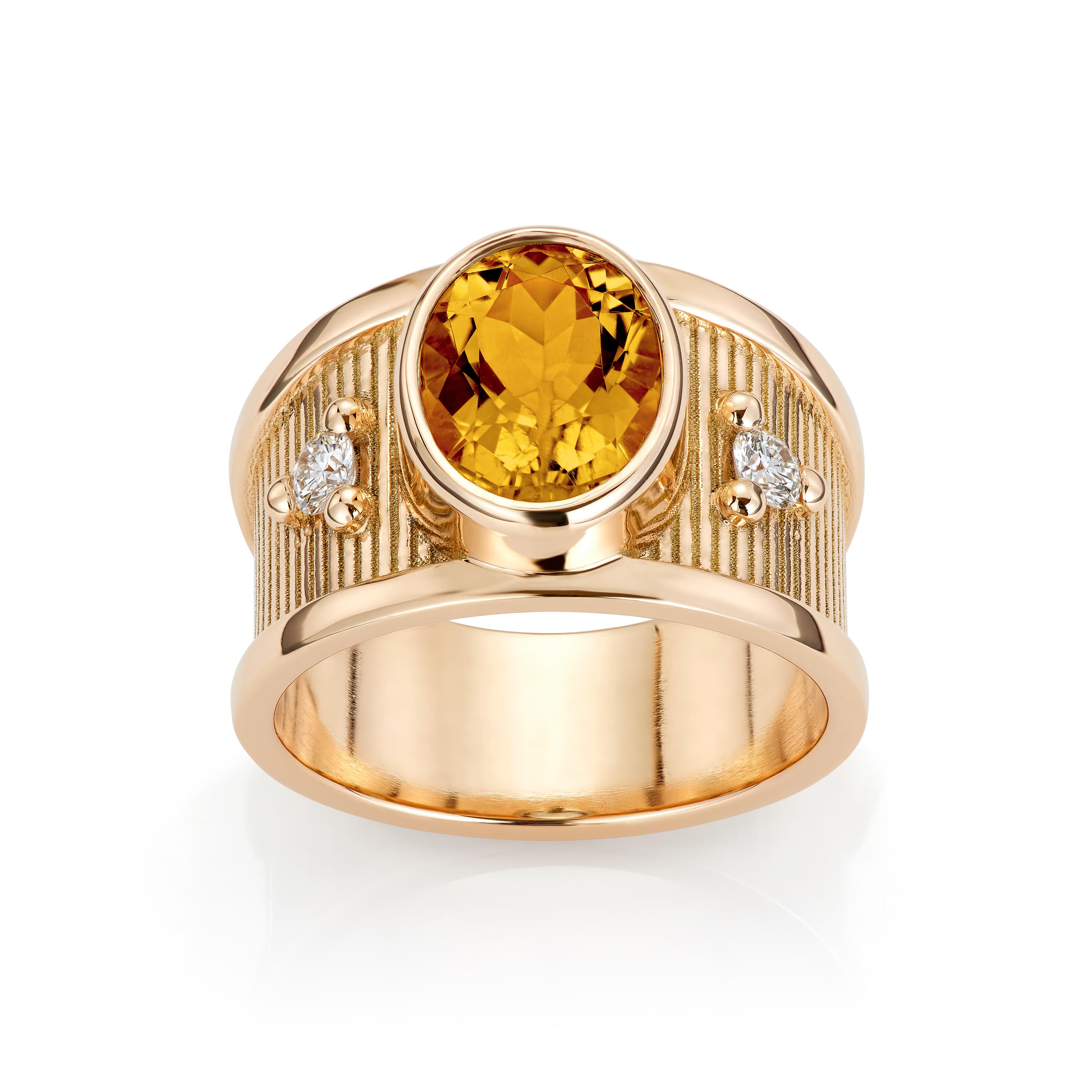 Ring, Deco gull med fargesten