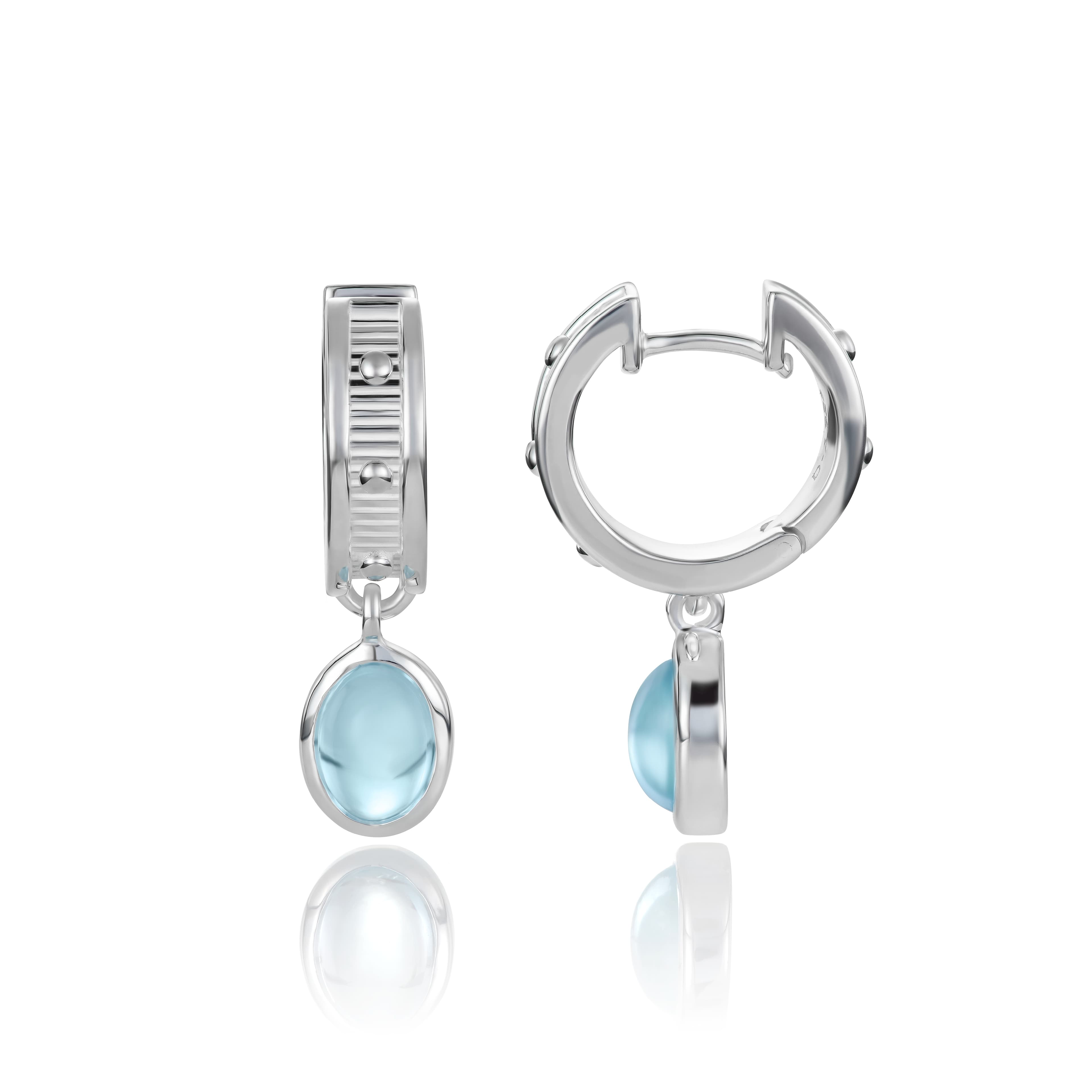 Øreringer, Deco sølv Sky Blue Topas charm