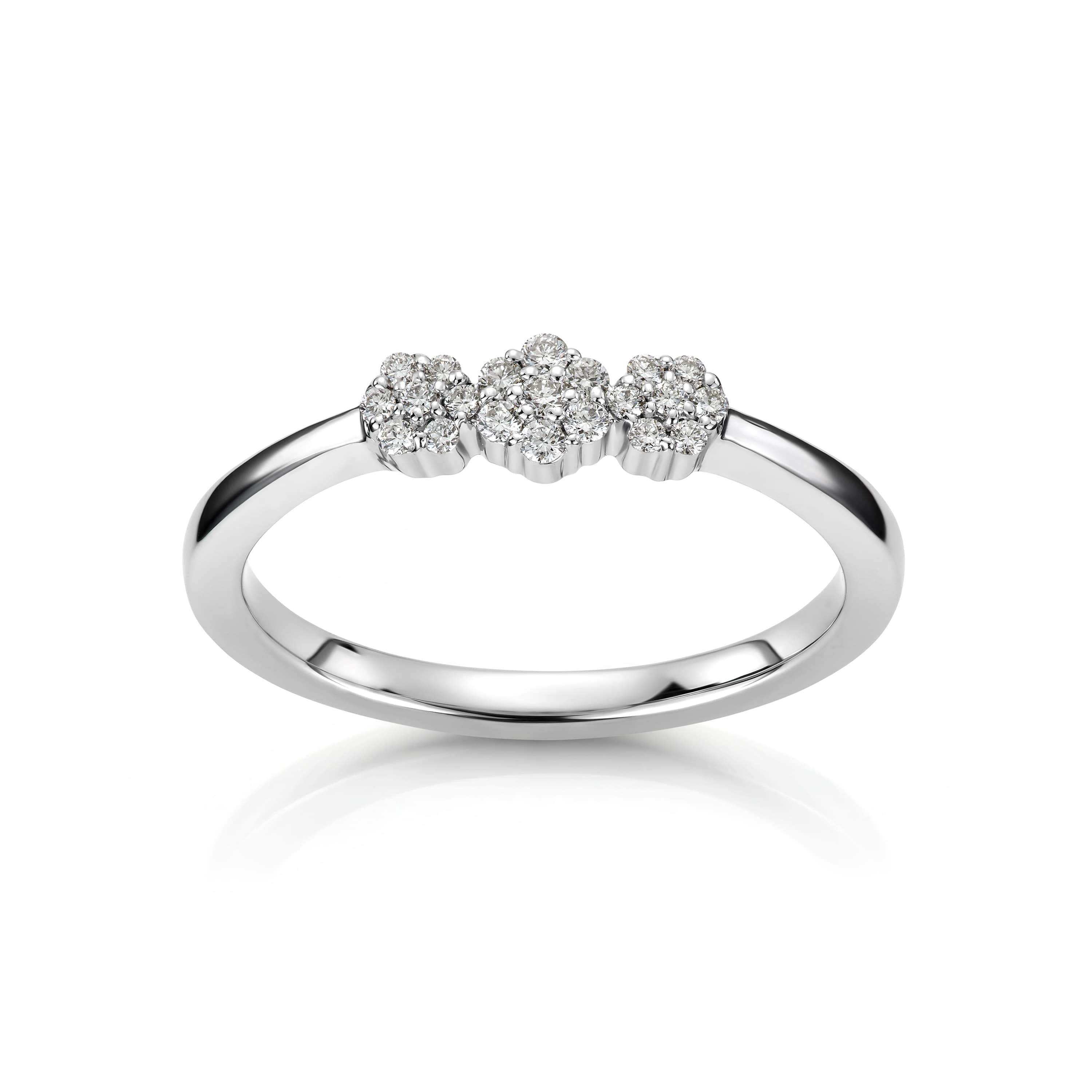 Ring, Diamanter 3 blomster 0,16 ct