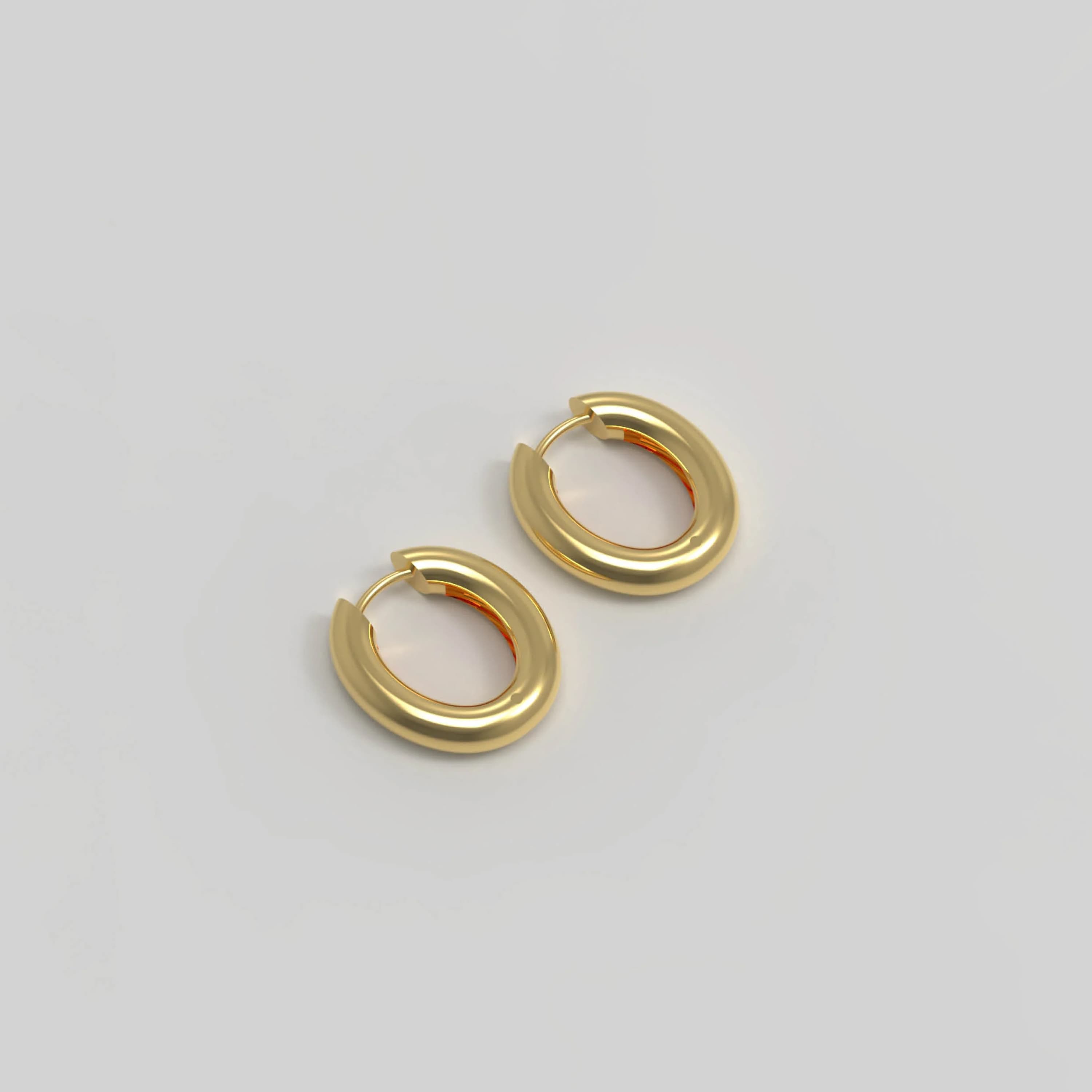 Øreringer, Chunky Hoops medium forgylt sølv
