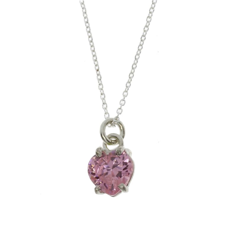 Kjede, Hjertesmykke Zirconia lys rosa
