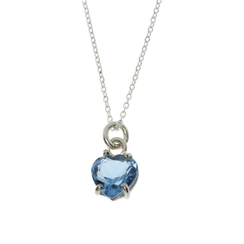 Kjede, Hjertesmykke Swiss Blue Topas
