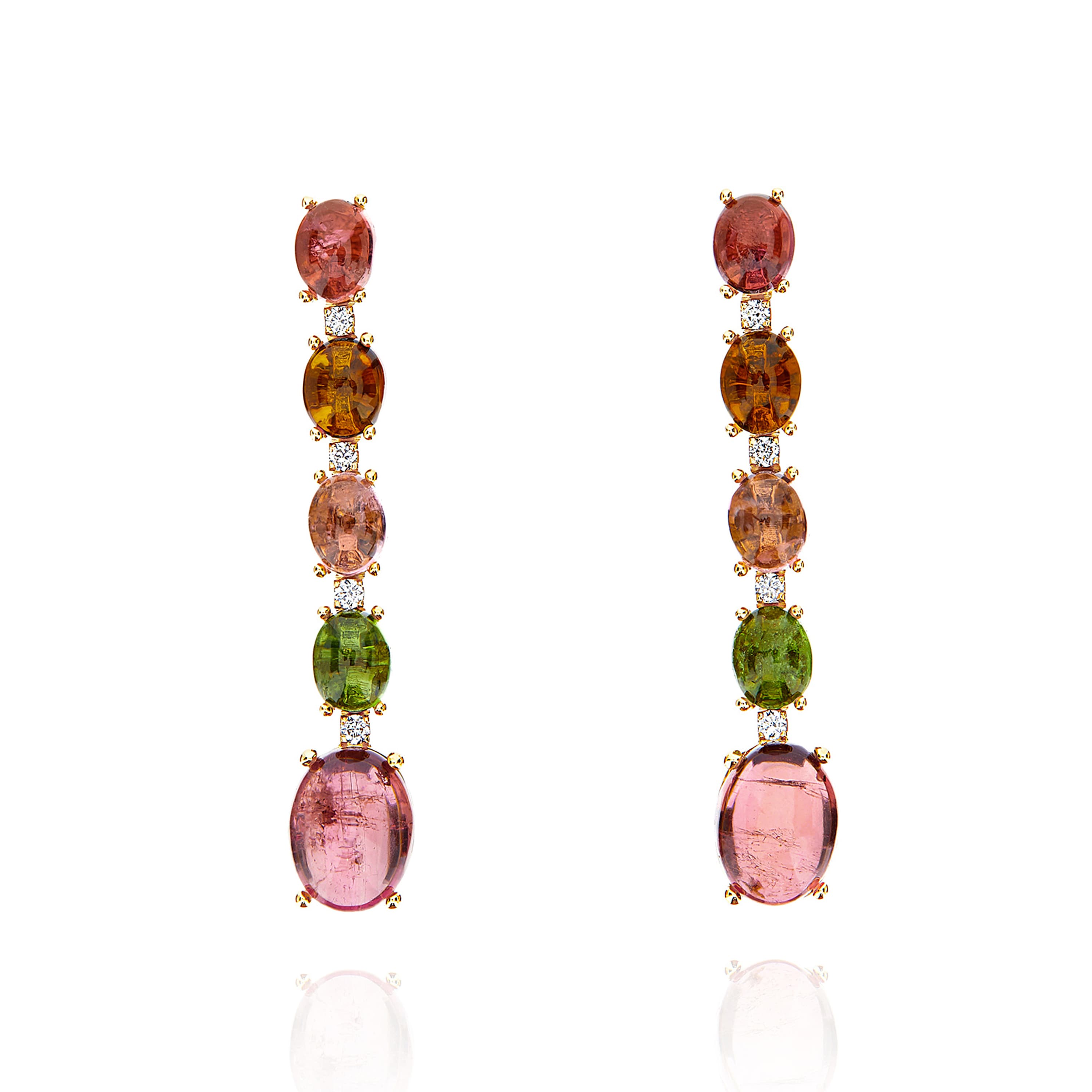 Øredobber, Dancing In The Rain Tourmalines - Miks Turmalin lange