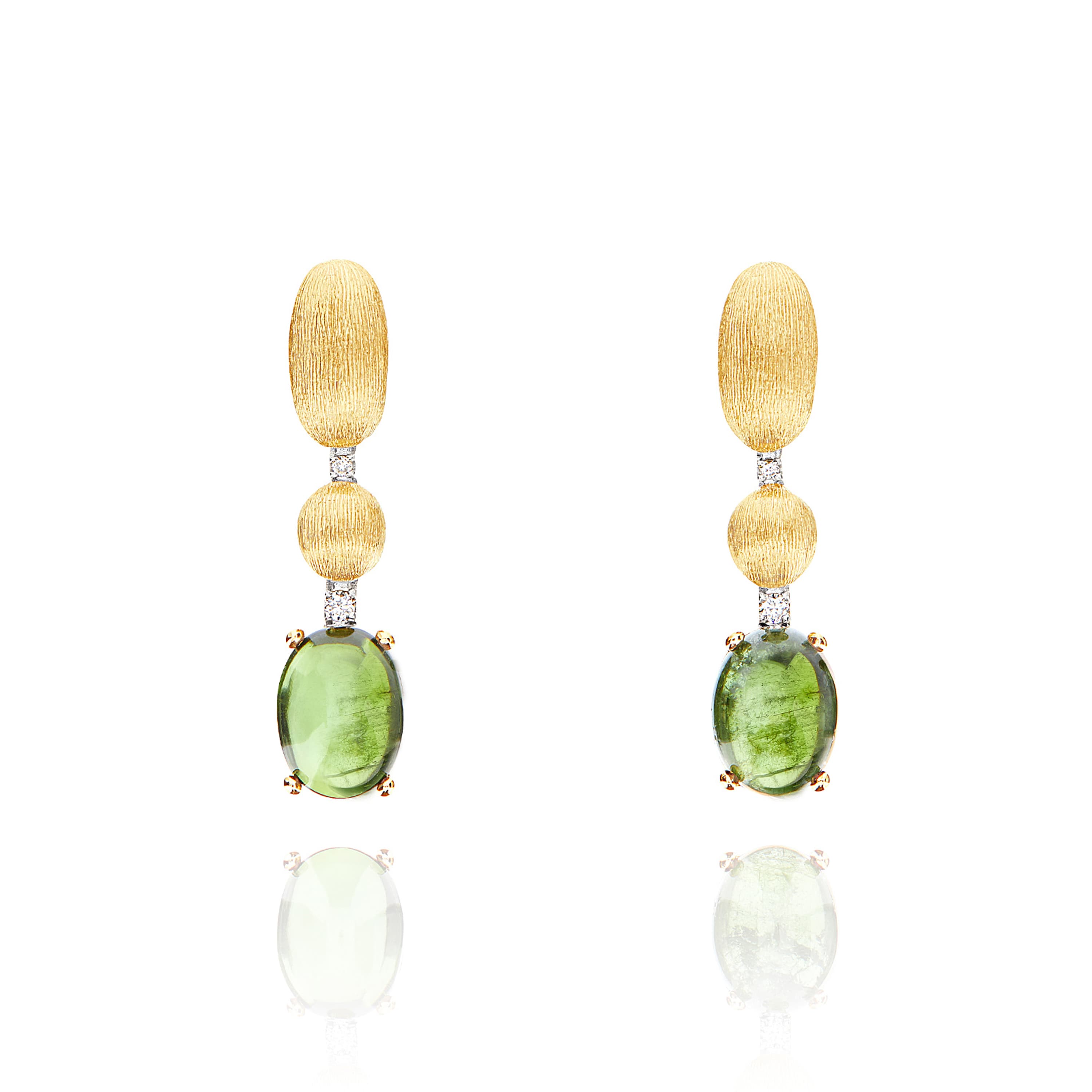 Øredobber, Dancing In The Rain Tourmalines - Grønn Turmalin og diamanter