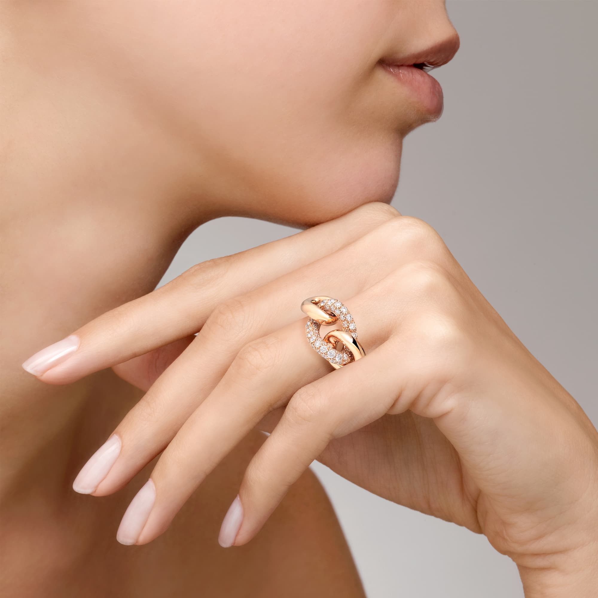 Ring, Catene med diamanter 1,10 ct
