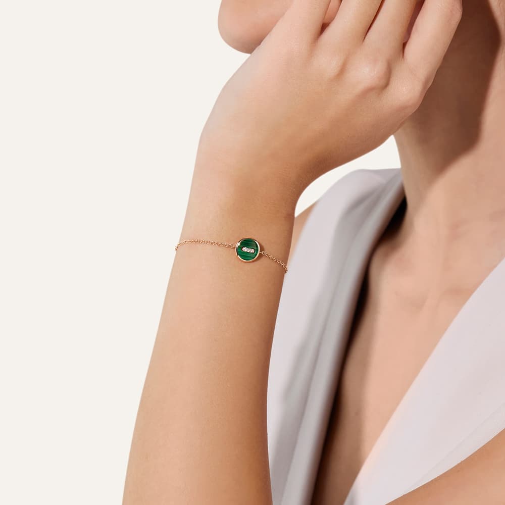 Armbånd, Pom Pom Dot Malakitt og hvit perlemor