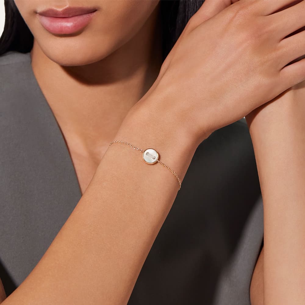 Armbånd, Pom Pom Dot hvit- og grå perlemor