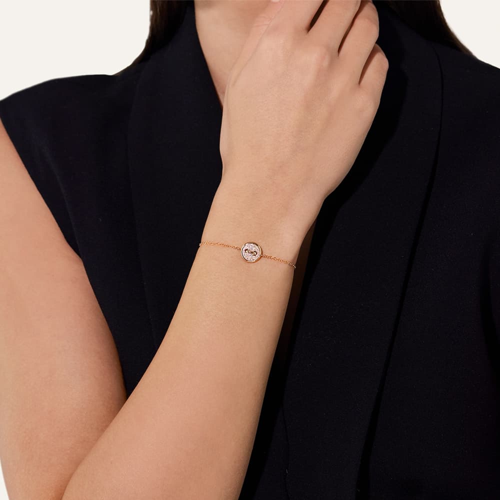 Armbånd, Pom Pom Dot hvit perlemor og diamanter