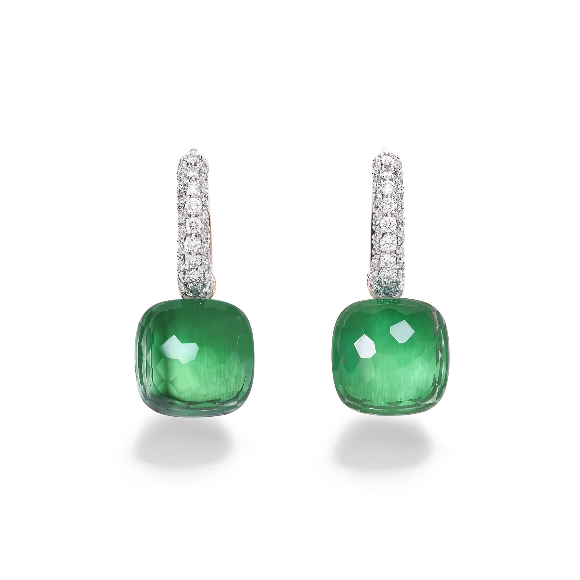 Øredobber, Nudo Classic Prasiolitt, Agat grønn og diamanter 0,50 ct