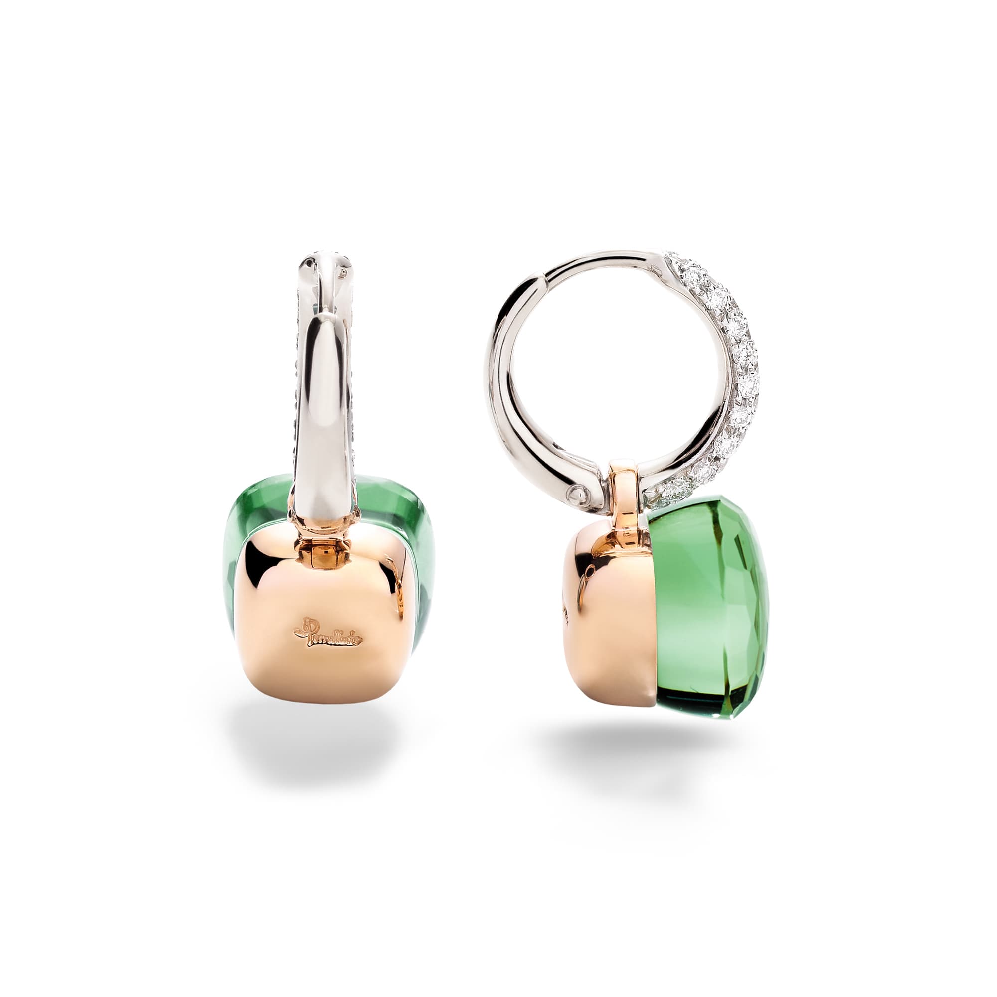Øredobber, Nudo Classic Prasiolitt, Agat grønn og diamanter 0,50 ct
