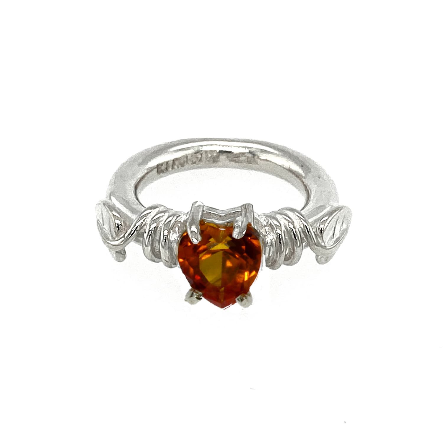 Ring, Bladring Syntetisk Padparadsha