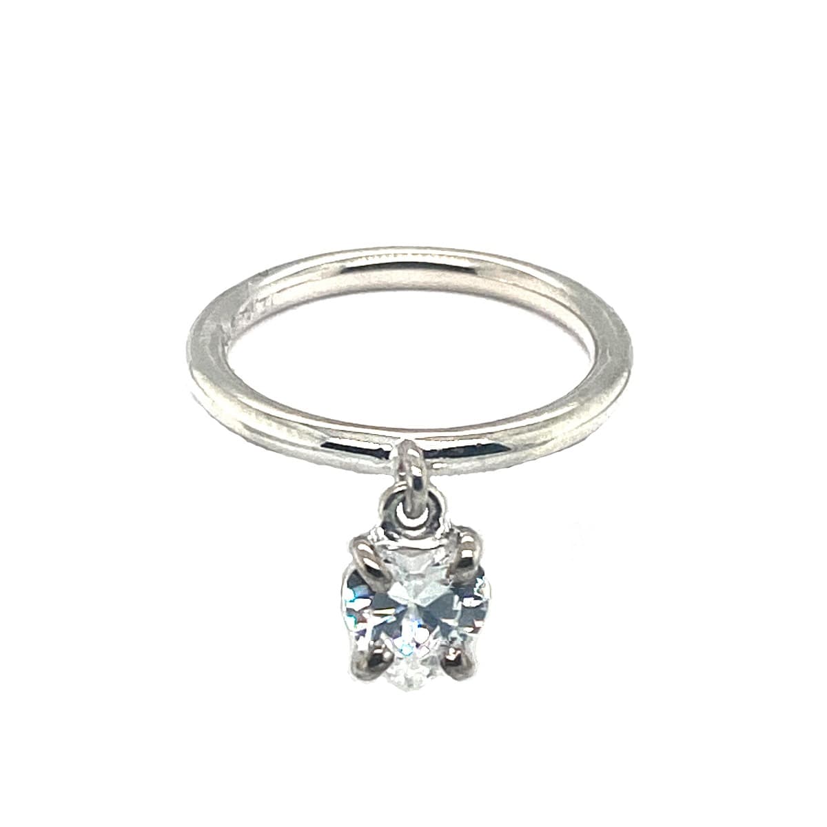 Ring, Hjerte Zirconia hvit sølv